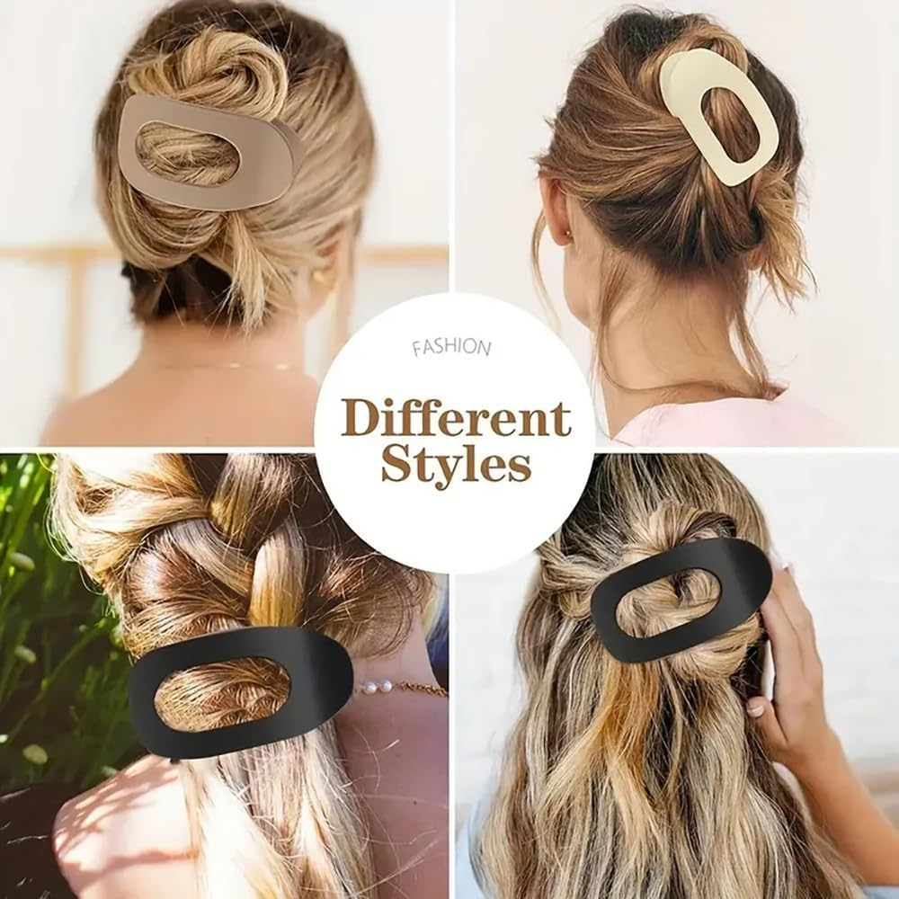 5 PCS Flat round Hair Claw Clips for Women & Girls, Durable French Barrettes with Comfortable Curved Design, Non-Slip Hair Clips for Thin to Thick Hair, Lying Down, Driving, Daily Use-Matte 1 - Leopard image number 1