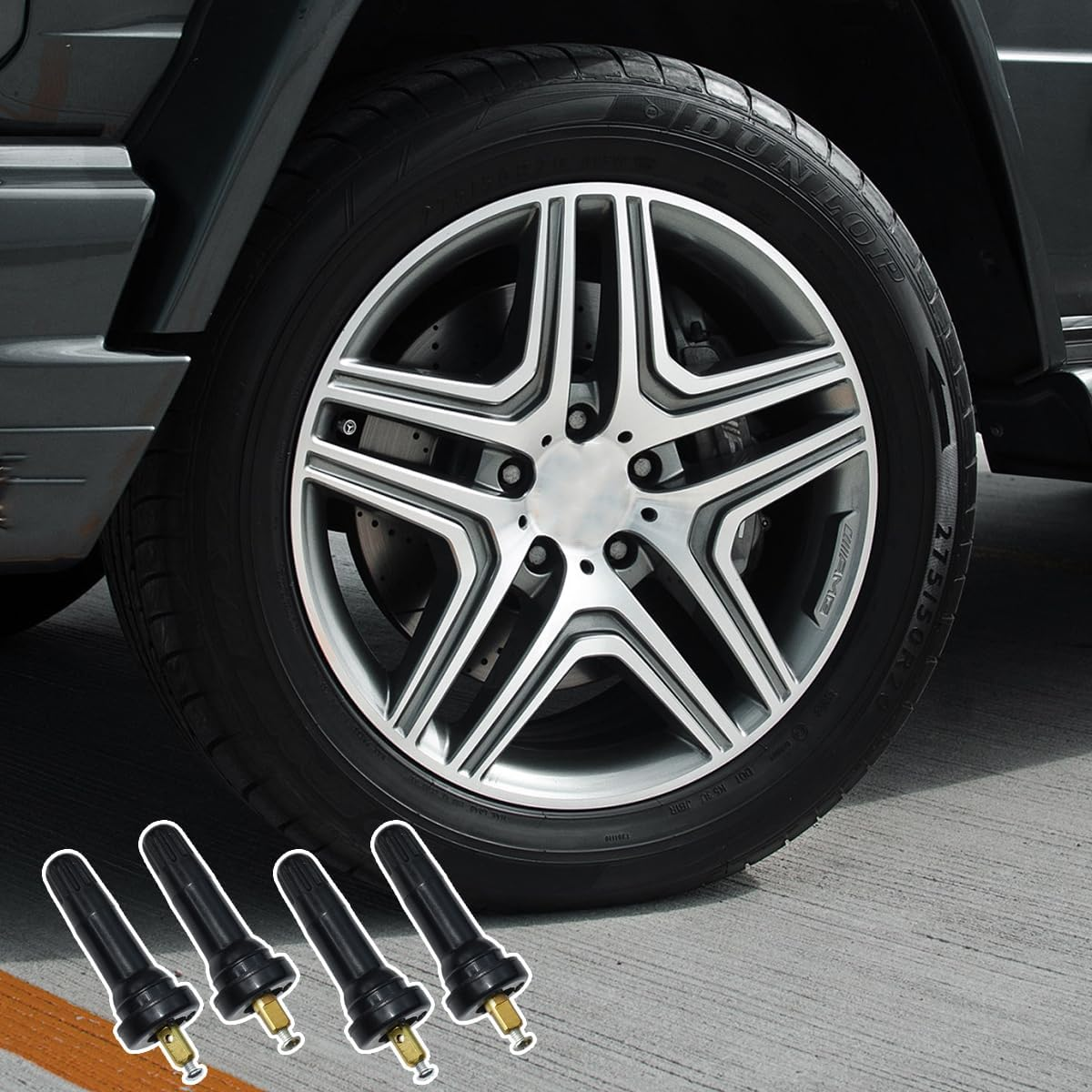 JNNJ Set of 4 TPMS Valve Stem, Tyre Pressure Monitoring System, Snap-In Valve, Tyre Pressure Monitoring System, Tyre Valve (90&deg; Right Angle Trimming) image number 2