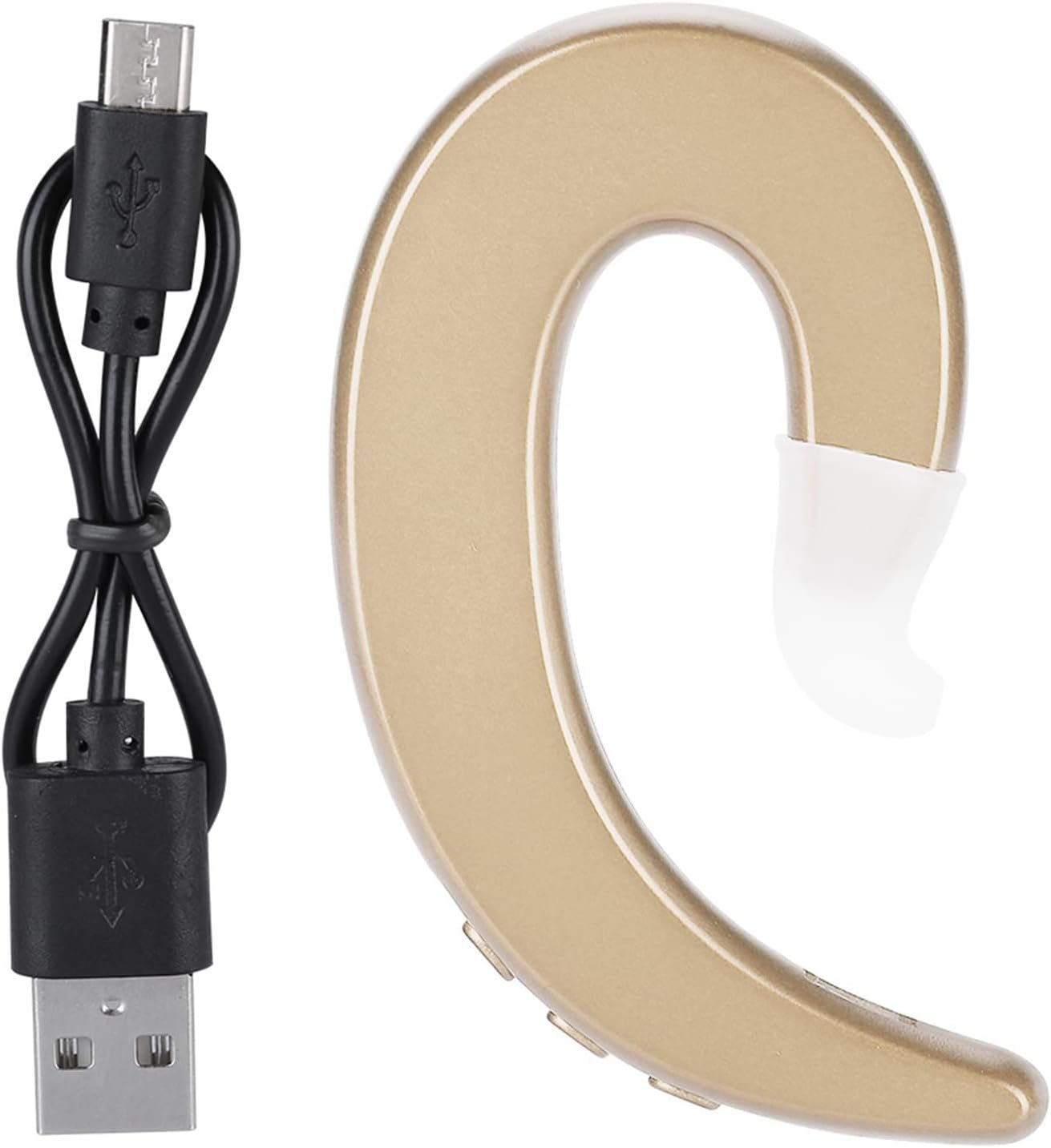 Bone Conduction Bluetooth Headphone Wireless Painless Ear Hook Headset for Sports and Work (Gold)