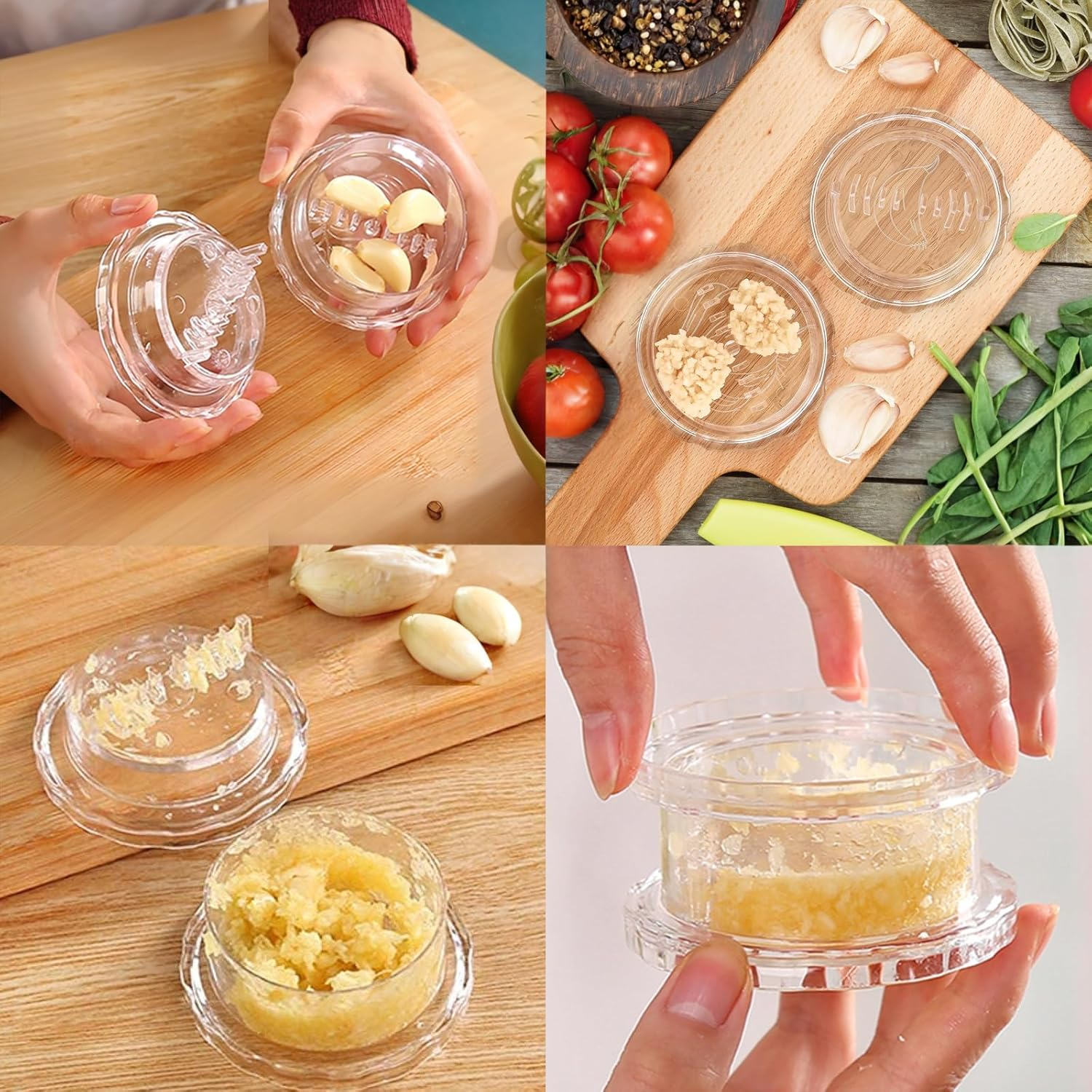 Manual Garlic Mincer Grinder Rocker Press - Transparent White | Kitchen Tool for Garlic, Ginger, Vanilla, Nuts | Easy Use and Clean | Ergonomic Design image number 3