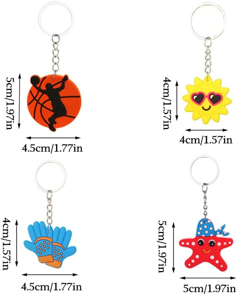 26 Pcs Colorful Keyring for Kids Teens,Animal Sports Summer Theme Keychains for Backpacks,Cute Keychain for Girls Boys Women Adult Party Supplies Birthday Gifts image number 3