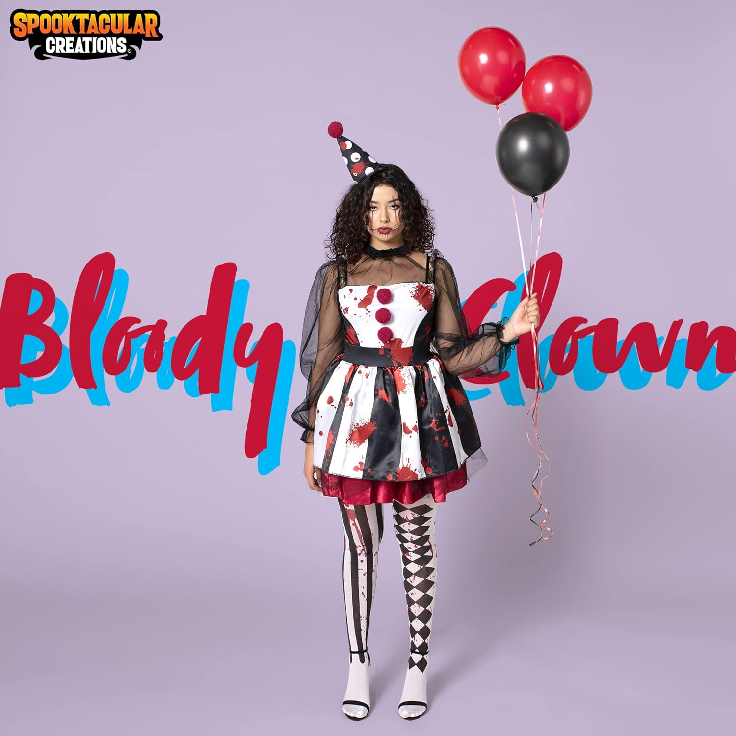 Spooktacular Creations Adult Creepy Clown Costume Women, Scary Jester Outfit for Adult Halloween Costume image number 6