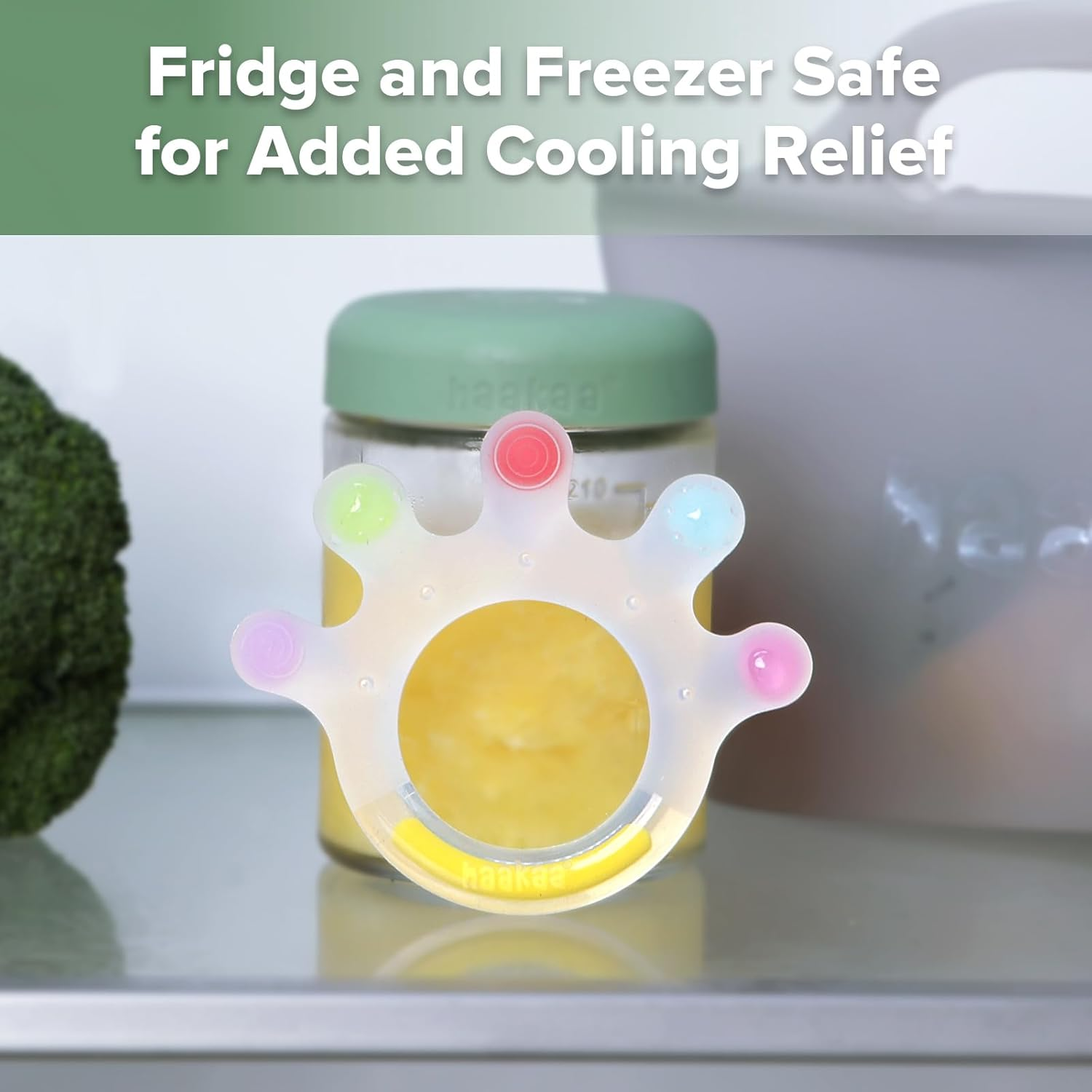 Haakaa Palm Teether - Soft Silicone Baby Soothing Teether Pacifier - Frozen Teething Toy for 3M+ Babies - BPA Free (1 Pack)