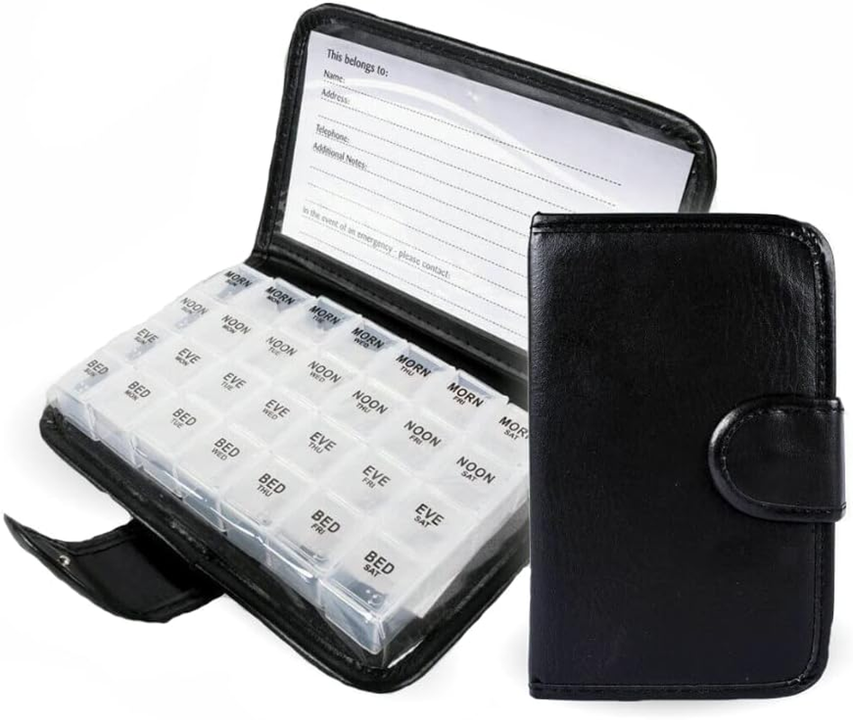 [2PCE] 1St Care Pill Wallet Storage with Leather Case, Compact and Convenient Design for Organizing and Transporting Your Medications , Ideal for Travel, Home, and Office Use image number 1