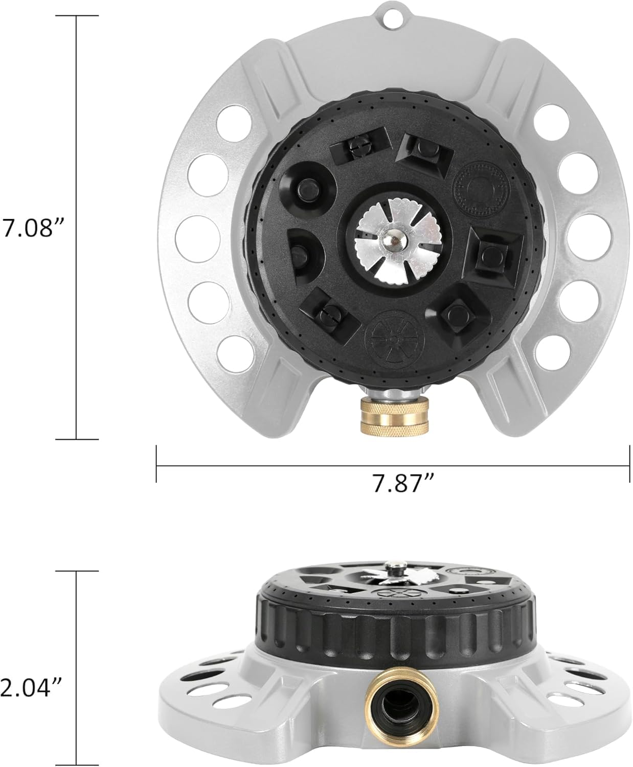 Metal 9-Pattern Turret Lawn Sprinkler, 9 Pattern Garden Sprinkler with Heavy-Duty Metal Base, Great for Small, Shaped, Medium-Sized Yard Areas, Coverage Area up to 1,022 Sq.Ft image number 4