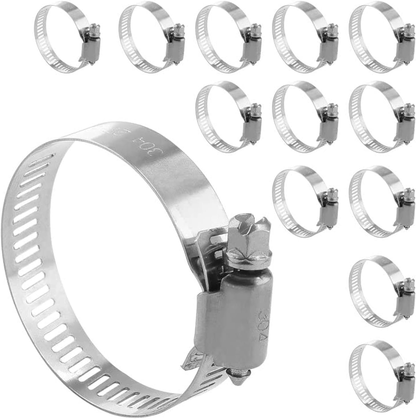 Auvotuis 25 Pack Stainless Steel Hose Clamp Adjustable 1/2" - 3/4" (13-19Mm) Worm Gear Hose Clamp, Stainless Steel Fuel Line Pipe Clamp for Plumbing, Automotive and Mechanical Application image number 3