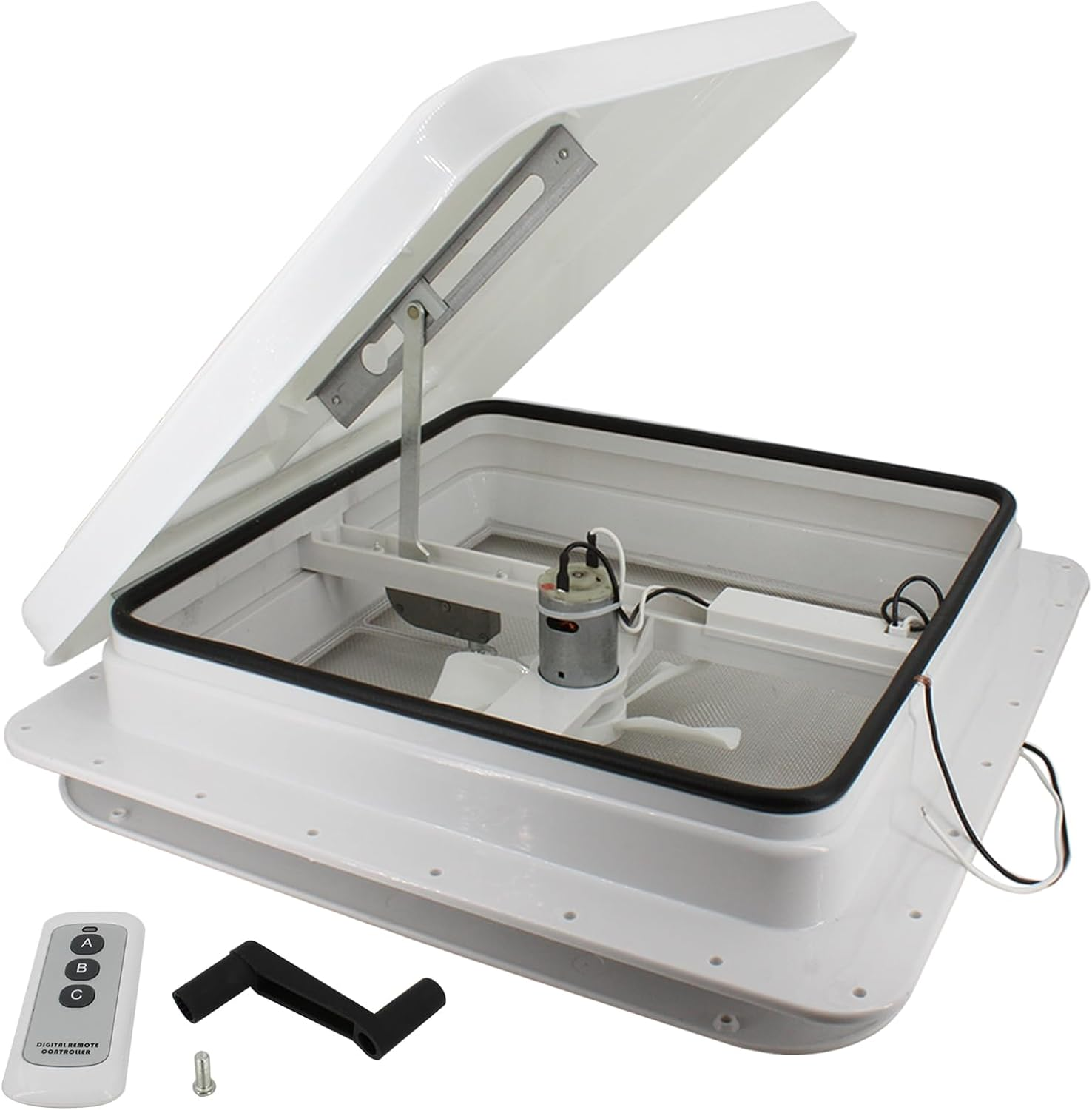 Acbbmns 14 Inch RV Roof Vent Fan 12V Hatch Air Exhaust Fan, Roofs Air Ventilation Fan for Camper, Trailer, Caravan, Motorhome, White image number 3