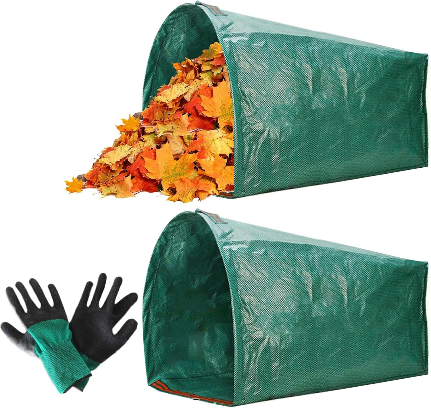 Garden Waste Bags, 2 Heavy Duty Garden Bags, Reusable Sacks with Handles, Waterproof Foldable Bag for Waste & Rubbish, Ideal for Collecting Grass Leaves