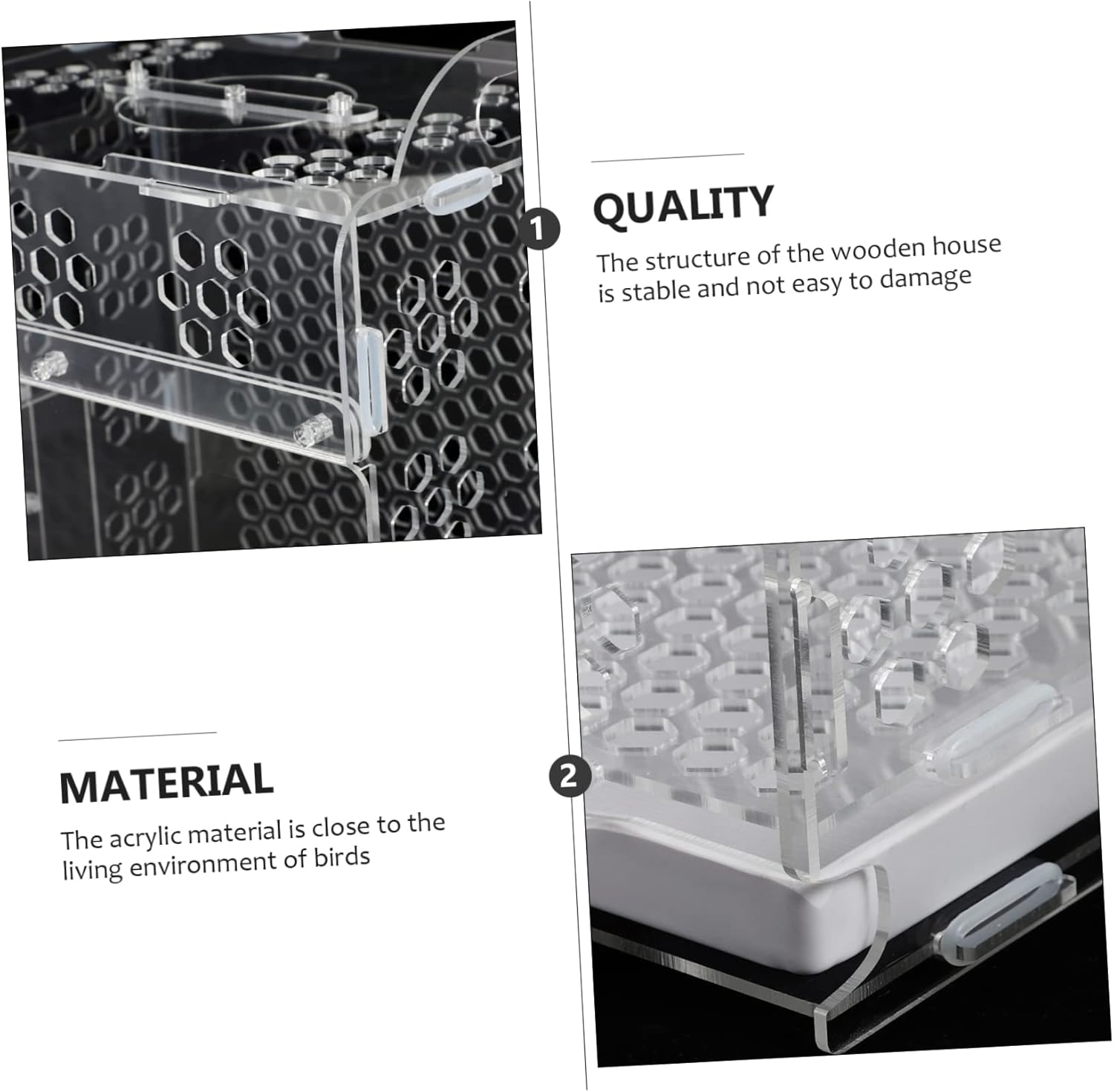 Minkissy Acrylic Parrot Cage Spacious Interior Sturdy Tear-Resistant Small Bird Nest House Good Airflow Simple PET Bird Supply