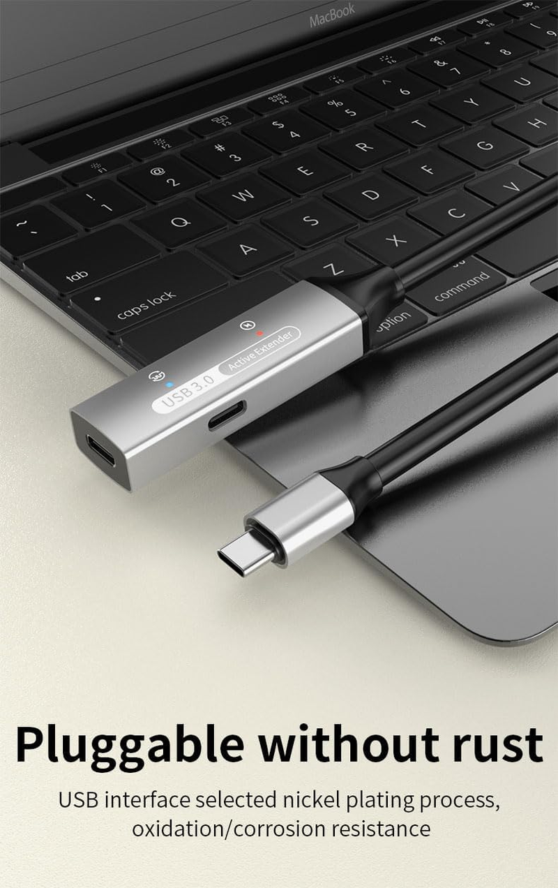 Premiumcord Active USB-C Extension Cable with Repeater 15 M, USB-C Female to Male, USB 3.2 Gen 1 Super Speed 5 Gbit/S, 2X Shielded, AWG20/28, Aluminium Housing, Colour Black, Length 15 M image number 6