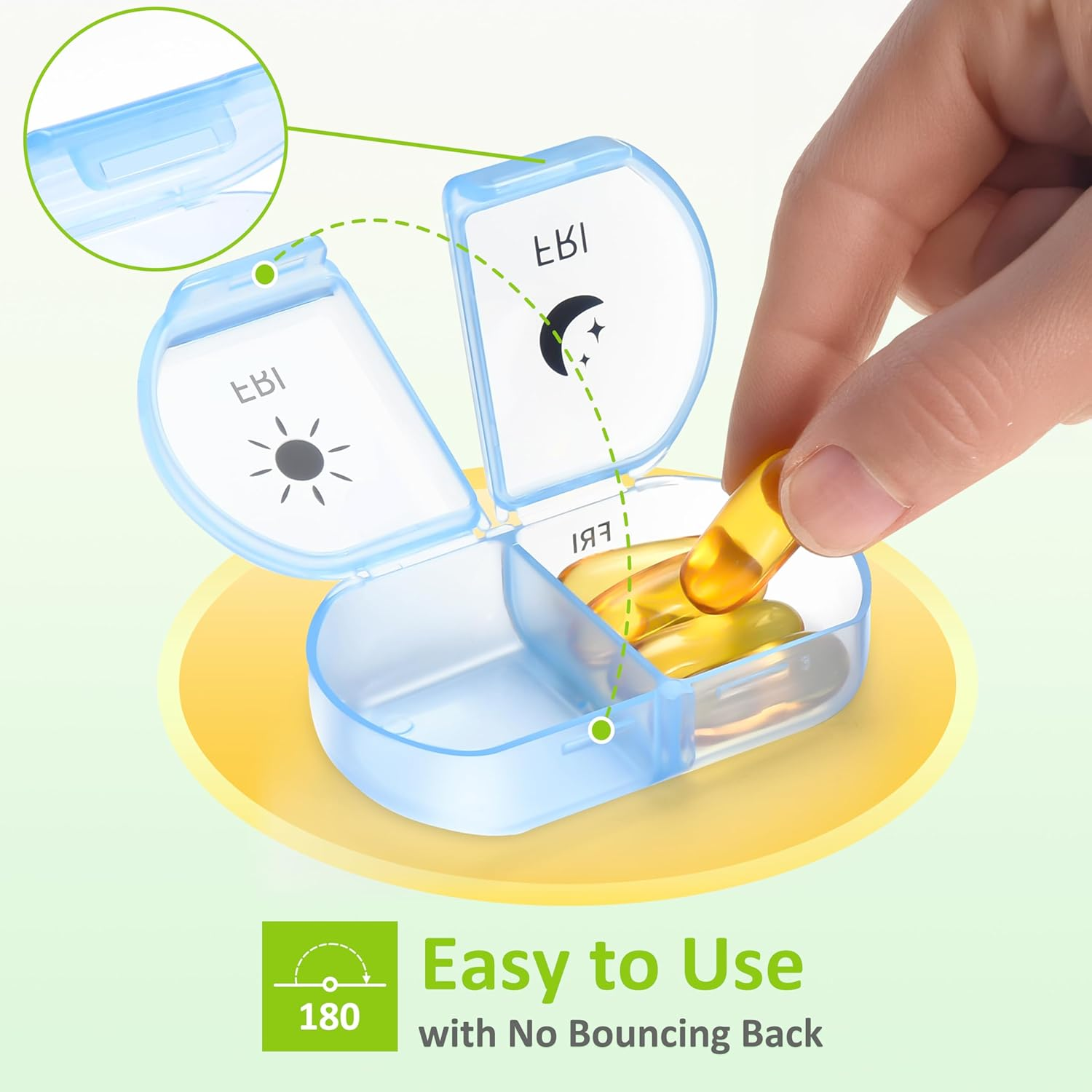 Fullicon Large Pill Organiser 2 Times a Day, Easy to Use Weekly Daily Pill Box, Secure AM PM Medicine Organiser, Durable Pill Container Case, Portable Travel Tablet Organizer (Clear Rainbow) image number 1