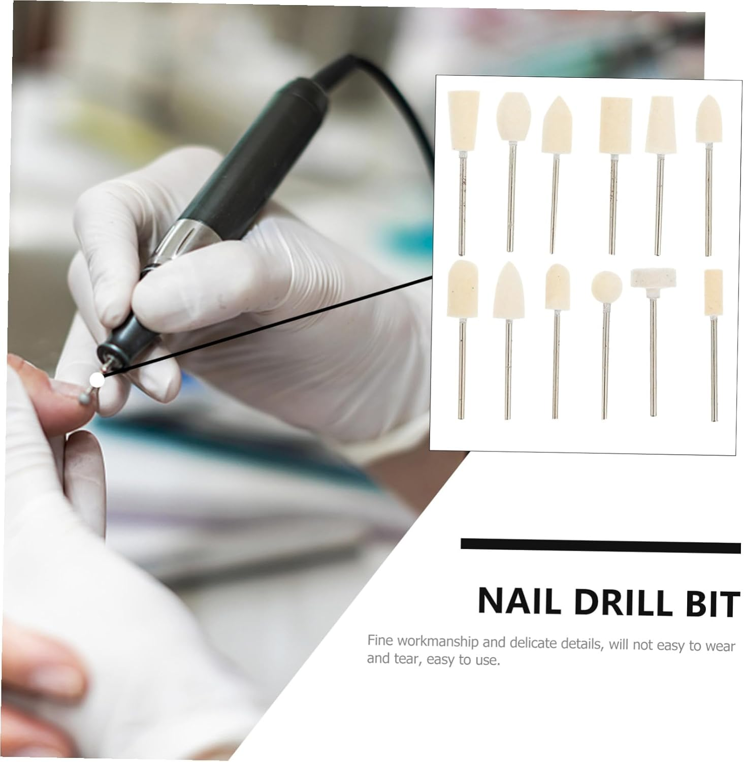 OATIPHO Wool Nail Drill Bit Set 12 Pieces Polishing Buffing Nail Manicure File Bits Professional Pedicure Use image number 5