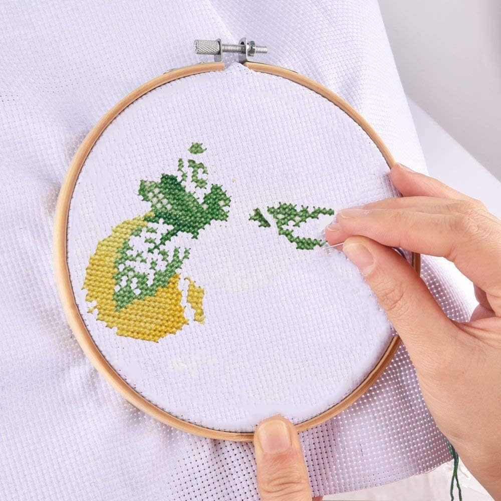 Cldamecy 3 Pieces Embroidery Hoops 4/5/6 Inch,Round Bamboo Adjustable Frame Circle Ring Hoops for Embroidery,Cross Stitch,Ornament and Art Craft Sewing image number 2