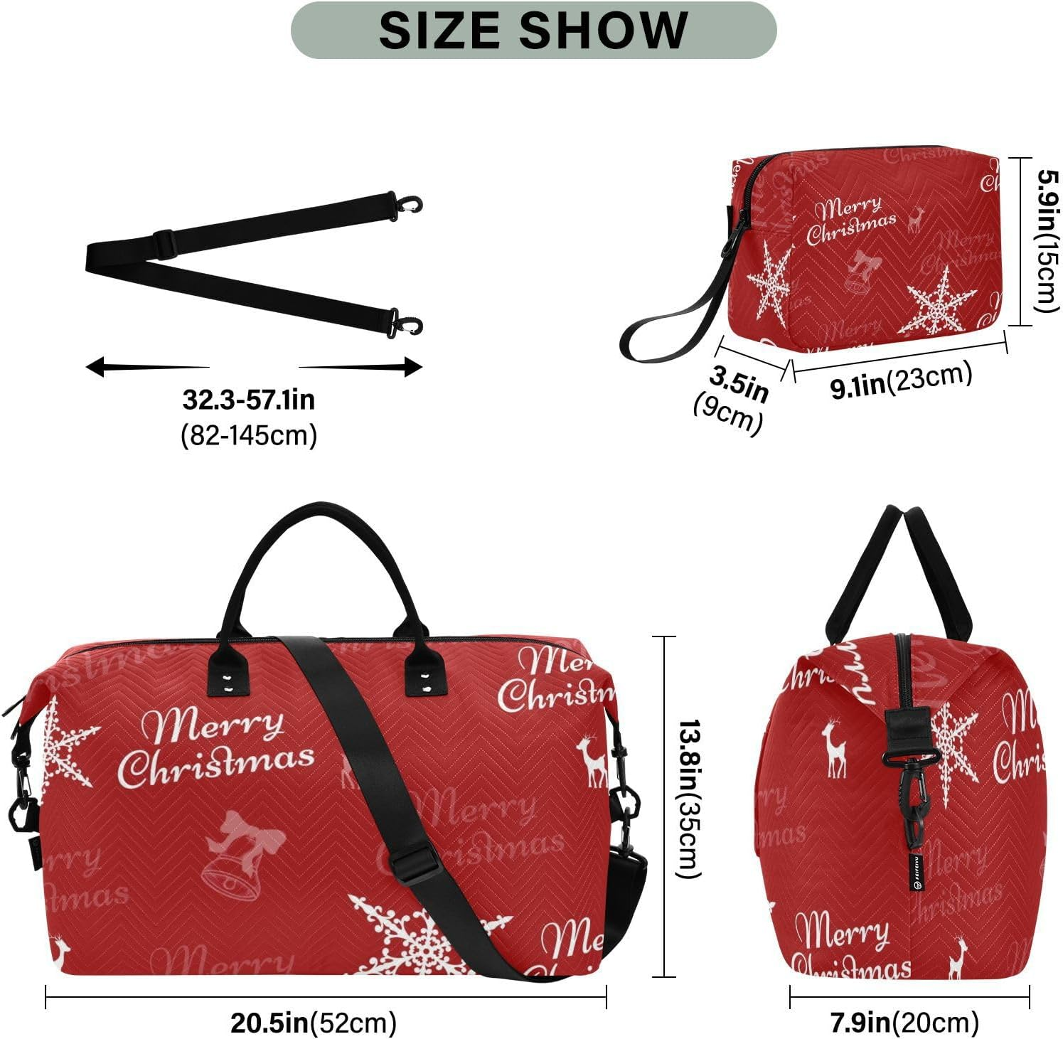 Red Christmas Party Duffel Bags Travel Weekender Gear Bag Workout Bag with Adjustable Strap for Sports Waterproof, Red Christmas Party, 1 Size