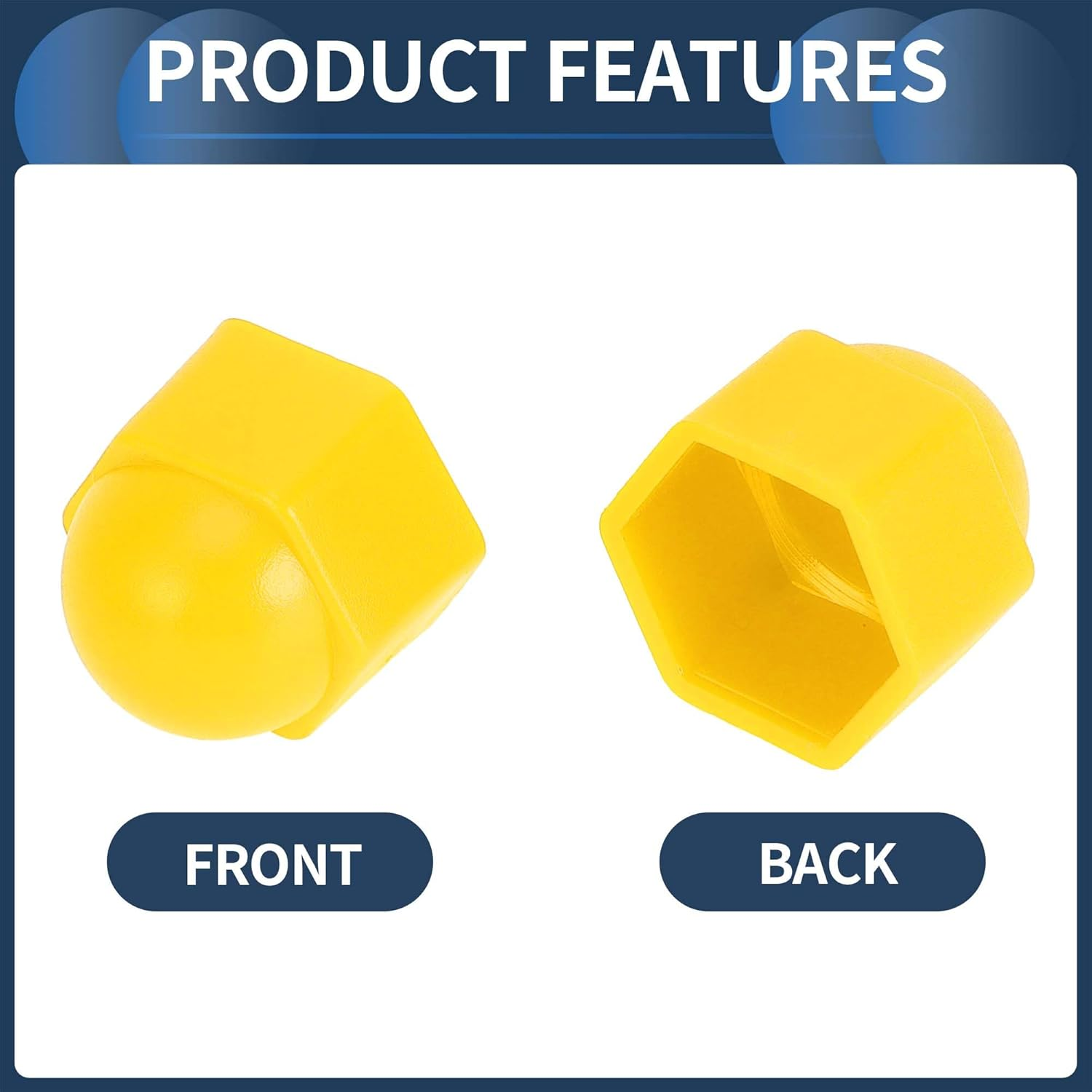 INFINAUTO Wheel Nut Bolt Outer 21 Mm Rims Tyre Nut Screws Dust Cap Cover Nut Protection Plastic Yellow