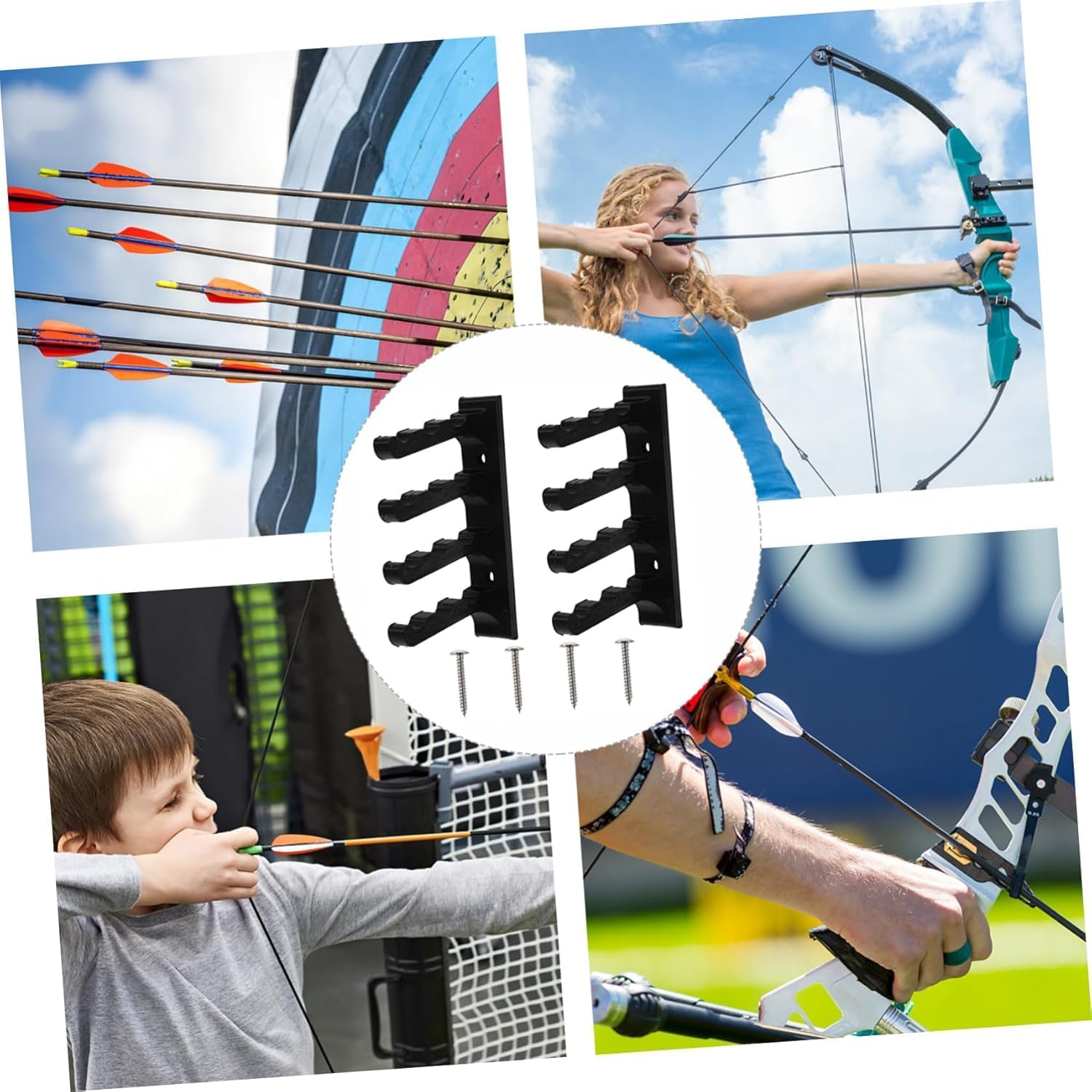 2Pcs Arrow Wall Hanging Bracket Wall Mounted Arrow Rack Arrow Support Collection Display Rack Bow Arrow Hanger Can Store 12 Arrows with Built in Adhesive Arrow Support Storage Rack image number 2