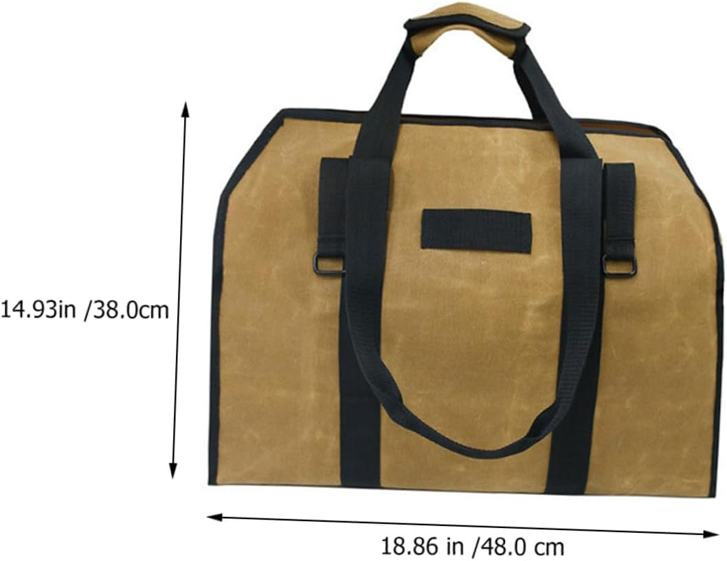 Waxed Canvas Firewood Tote Bag Log Carrier with Handles and Metal Buckle Capacity Scratch-Resistant Fire-Resistant Storage for Outdoor Camping and Indoor Fireplace Use image number 2