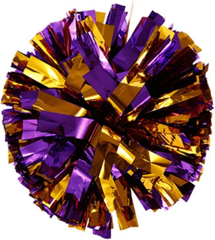 BCLAND Cheerleading Metallic Foil & Plastic Ring Pom Poms Cheerleading Poms Pack of 2 (Blue)