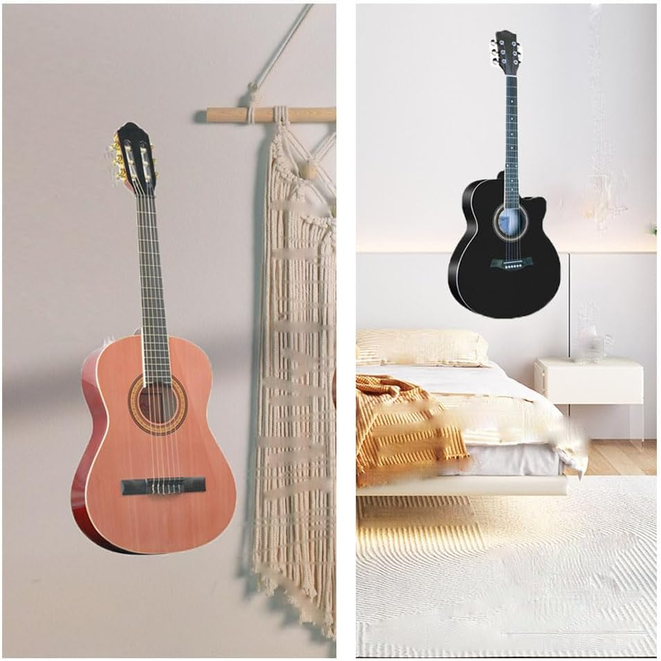 Guitar Wall Mount,2 Pack Guitar Wall Mount Wall Hanger,Guitar Hangers Hooks,Bracket Holders for Acoustic and Electric Guitars Bass Banjo Mandolin image number 2