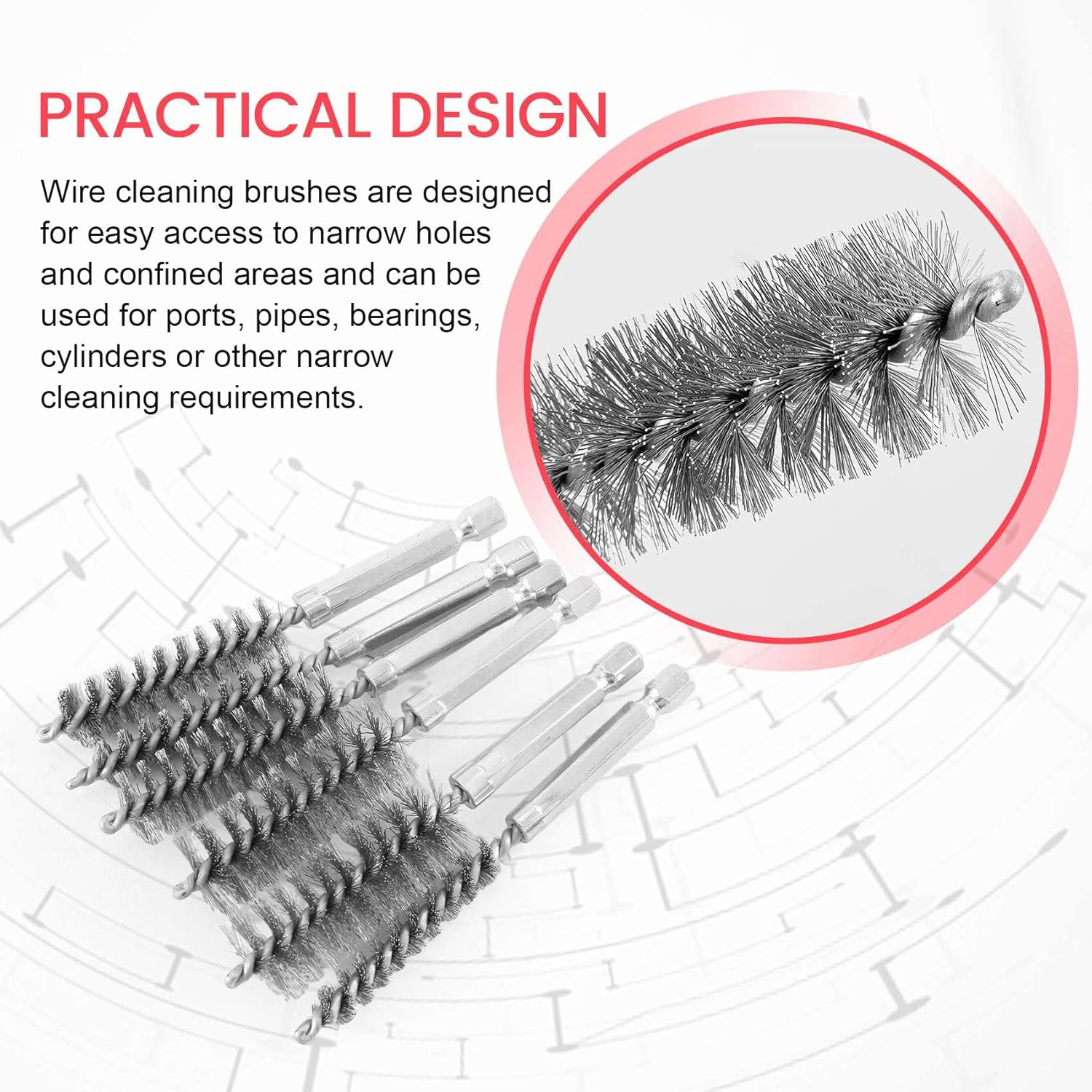 Mifrsnu 6 Pcs Wire Brushes for Drill,Stainless Steel Small Wire Brush in Different Sizes,For Cleaning,Cleaning Wire Brush Set image number 2