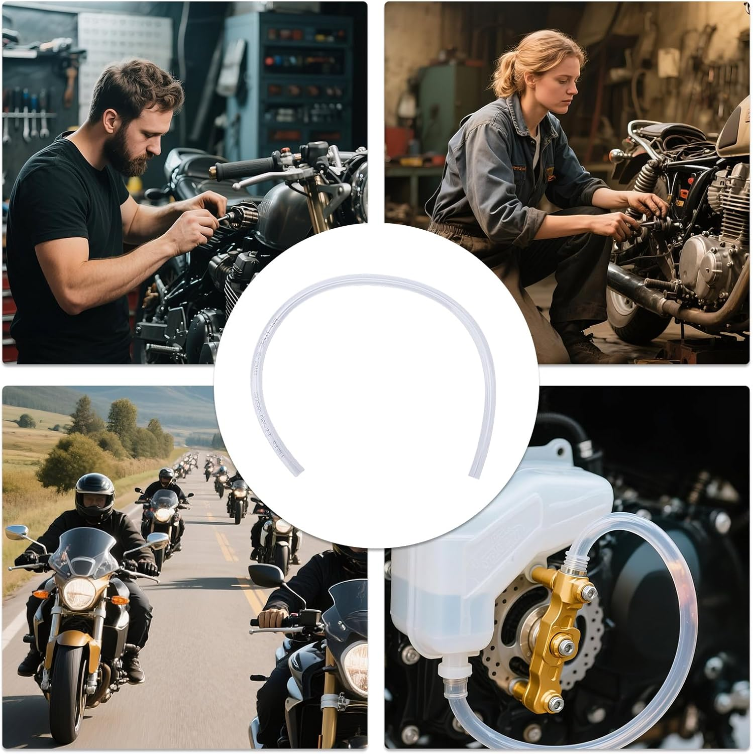 BOXOB 2 Sets Brake Bleeder Hose, Bleeding Tool Kit One Way Check Valve Tube with Rubber Cap & Clamp Brakes Bleeder Tubing for Car Motorcycle Clutch Modification Maintenance Travel Refueling image number 2