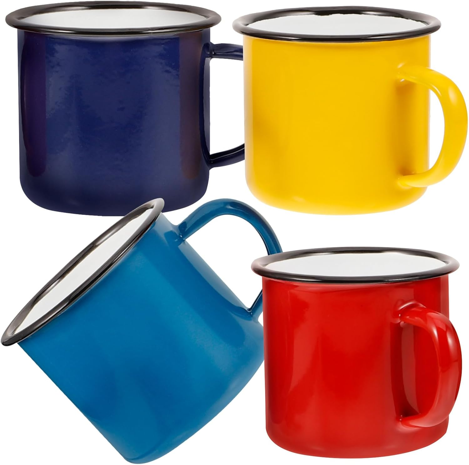 Baluue 4Pcs Enamel Mug 350Ml/12Oz Enamelware Coffee Mug Camping Enamel Mug with Handle, Water Cups Tea Cups Drinking Mugs for Tea Coffee Hot Indoor/Outdoor image number 3