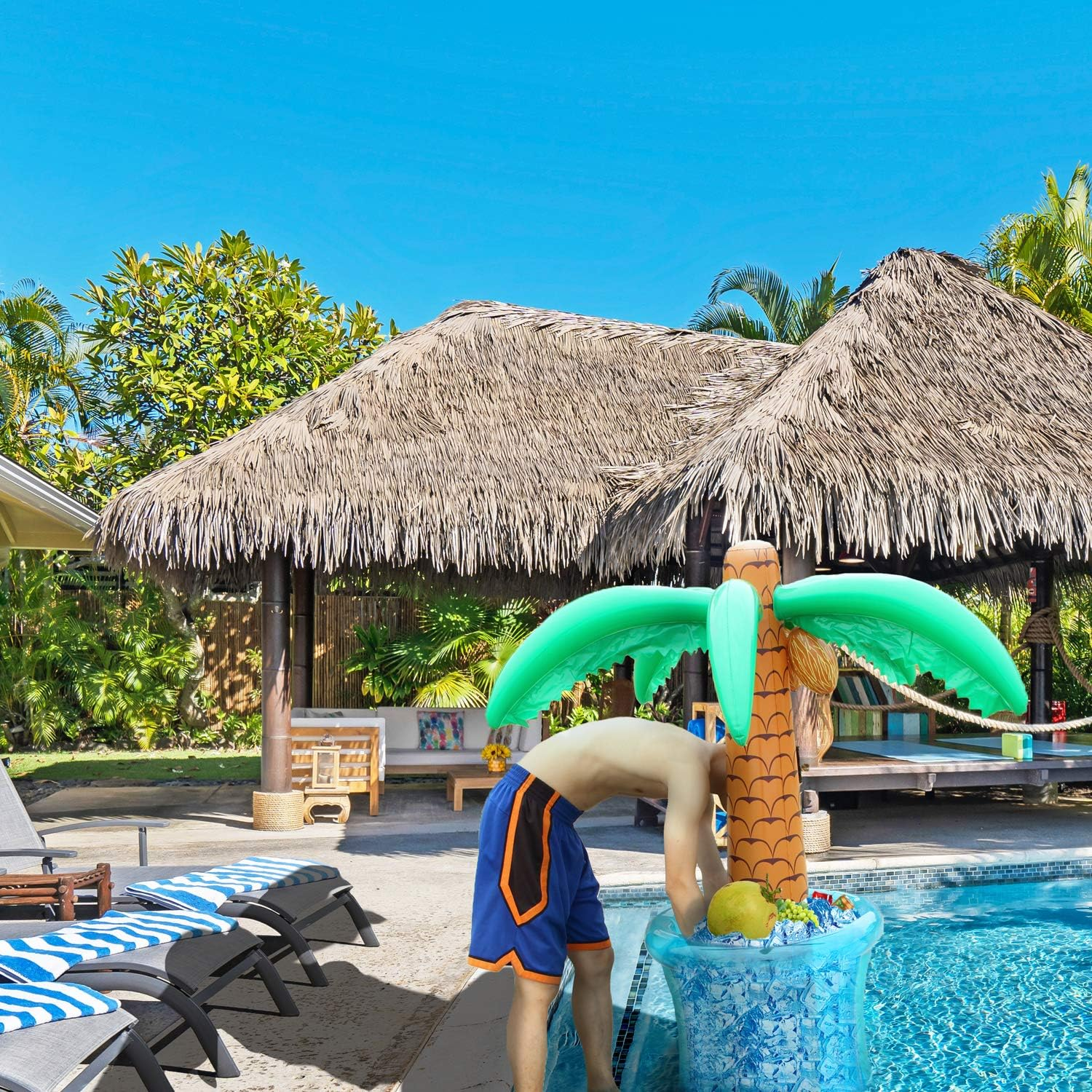 PARENTSWELL 63&rdquo;Inflatable Palm Tree Cooler, Summer Swimming Party Decoration, Party Supplies for Pool Party, Tropically Themed Party Luau Party and Hawaiian Party image number 5