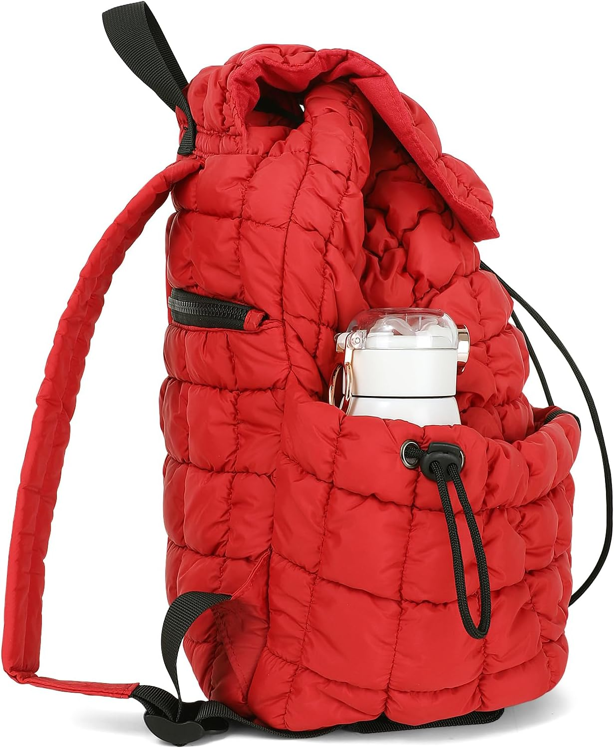 CONTAIL 18L 14 Inch Quilted Puffer Backpack,Top Flap Drawstring Backpack - Grey image number 3