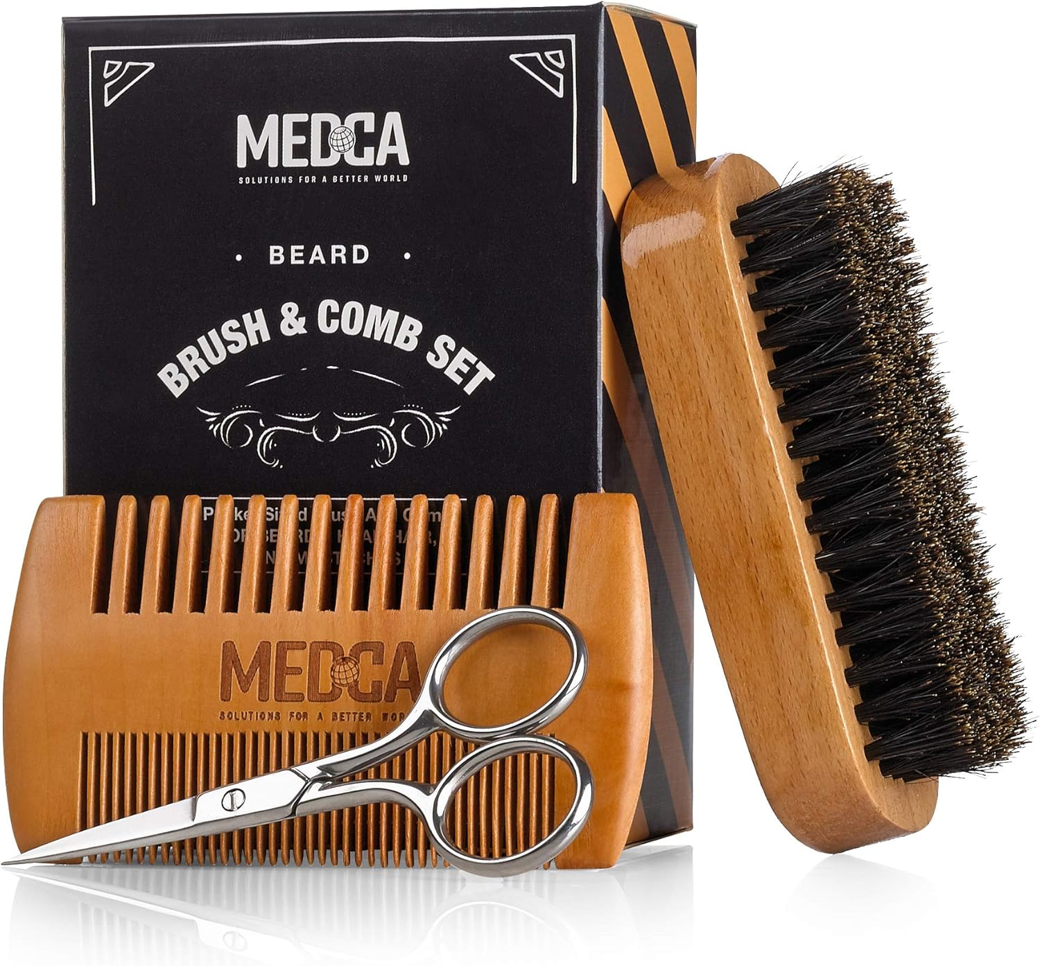 Wooden Beard and Comb Set for Men - Perfect for Beards Head Hair and Mustaches Men'S Grooming Kit for Styling, Applying Beard Oils and Balms for Better Hair Care Growth and Impressive Hair Health image number 2