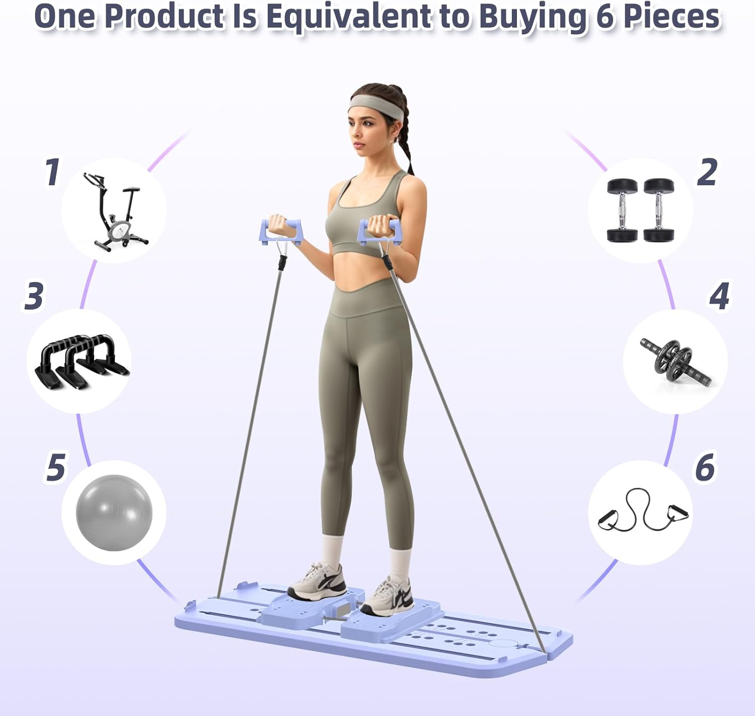 Advwin Pilates Reformer Machine,Multifunctional Abdominal Board,Pilates Board with Elbow Support|Kneeling Pad|Elastic Rope,Ab Exercise Board Home Fitness Equipment for Core Workout image number 6