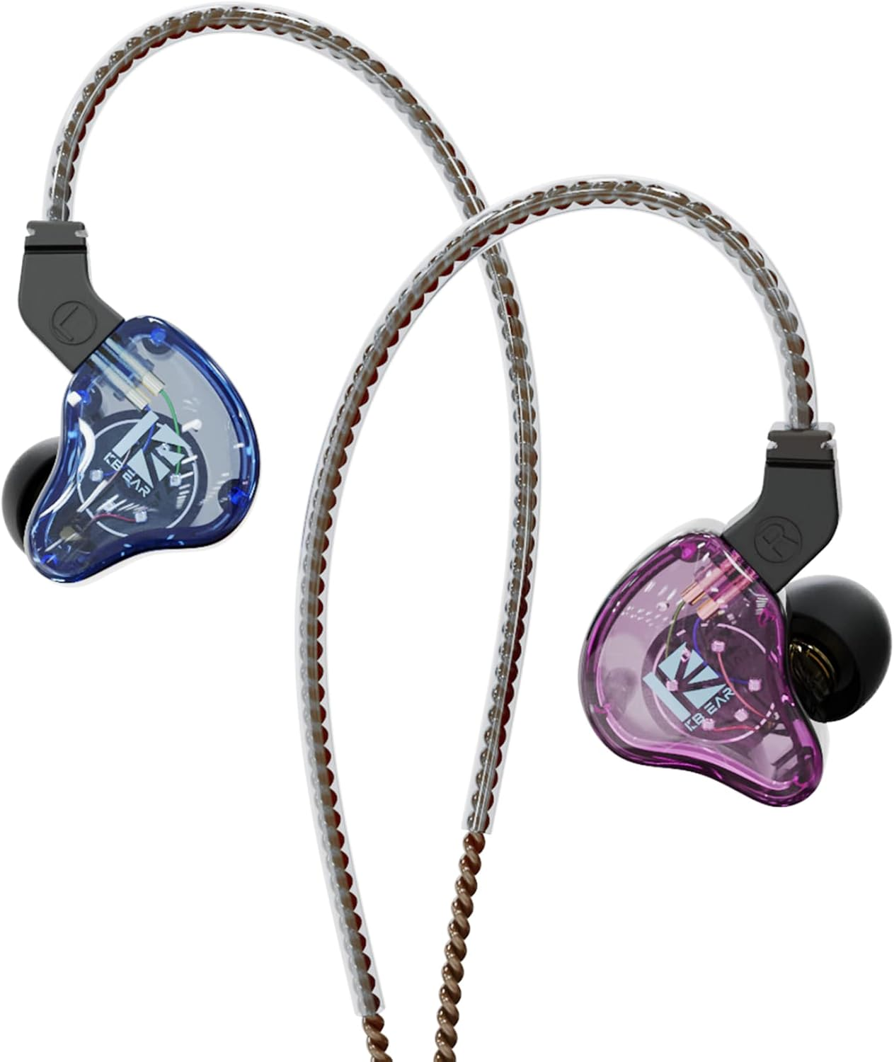 KBEAR KS2 Iem Earbuds Yinyoo KS2 Inear Earphones with Microphone in Ears Monitors with Detachable Cable 1DD 1BA Hybrid in Ear Gaming Headphones for Gaming PC Smart Phone Device (With Mic, Purple-Blue)