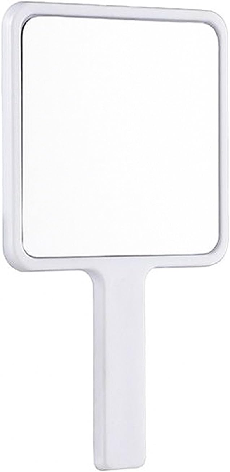Lvpradior Hand Mirror, Salon Barber Hairdressing Handheld Mirror with Handle for Makeup, Hairdressing (White, S)