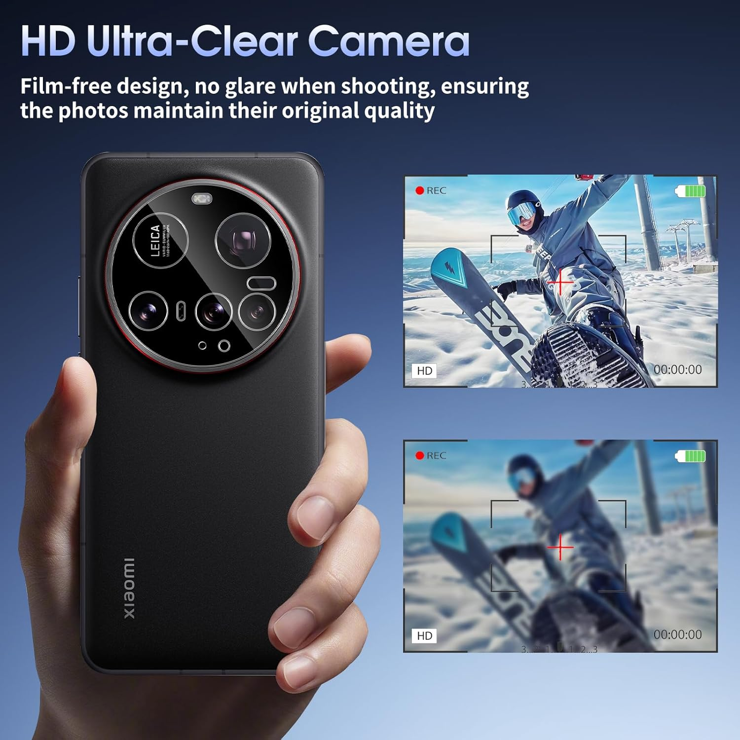 Xunzii Pack of 2 Camera Protectors for Xiaomi 15 Ultra 5G for Tempered Glass - [Black], 9H Hardness Anti-Scratch Camera Protective Film with Positioning Aid for Installation, Anti-Dust HD Rear Camera