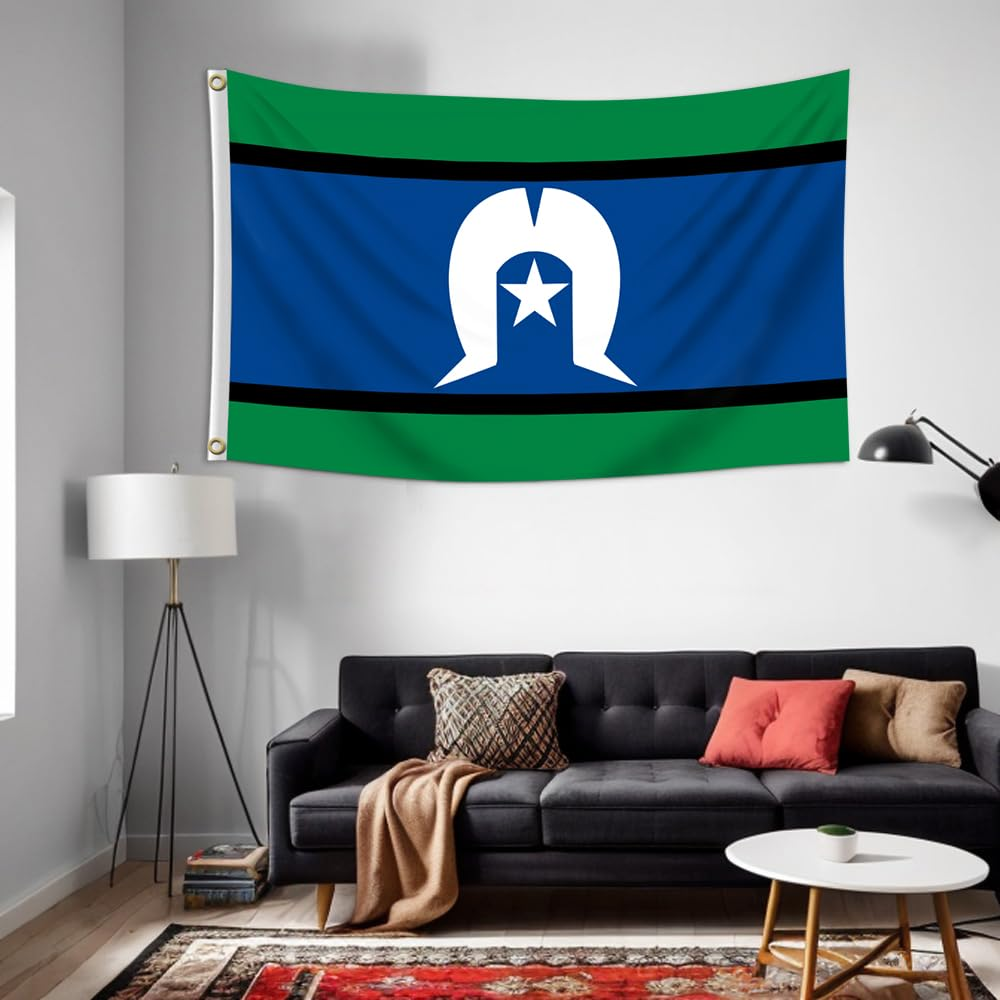 Naerza Torres Strait Islander Flag/Banner 3X5Ft Heavier Duty 100% Polyester 150D image number 2