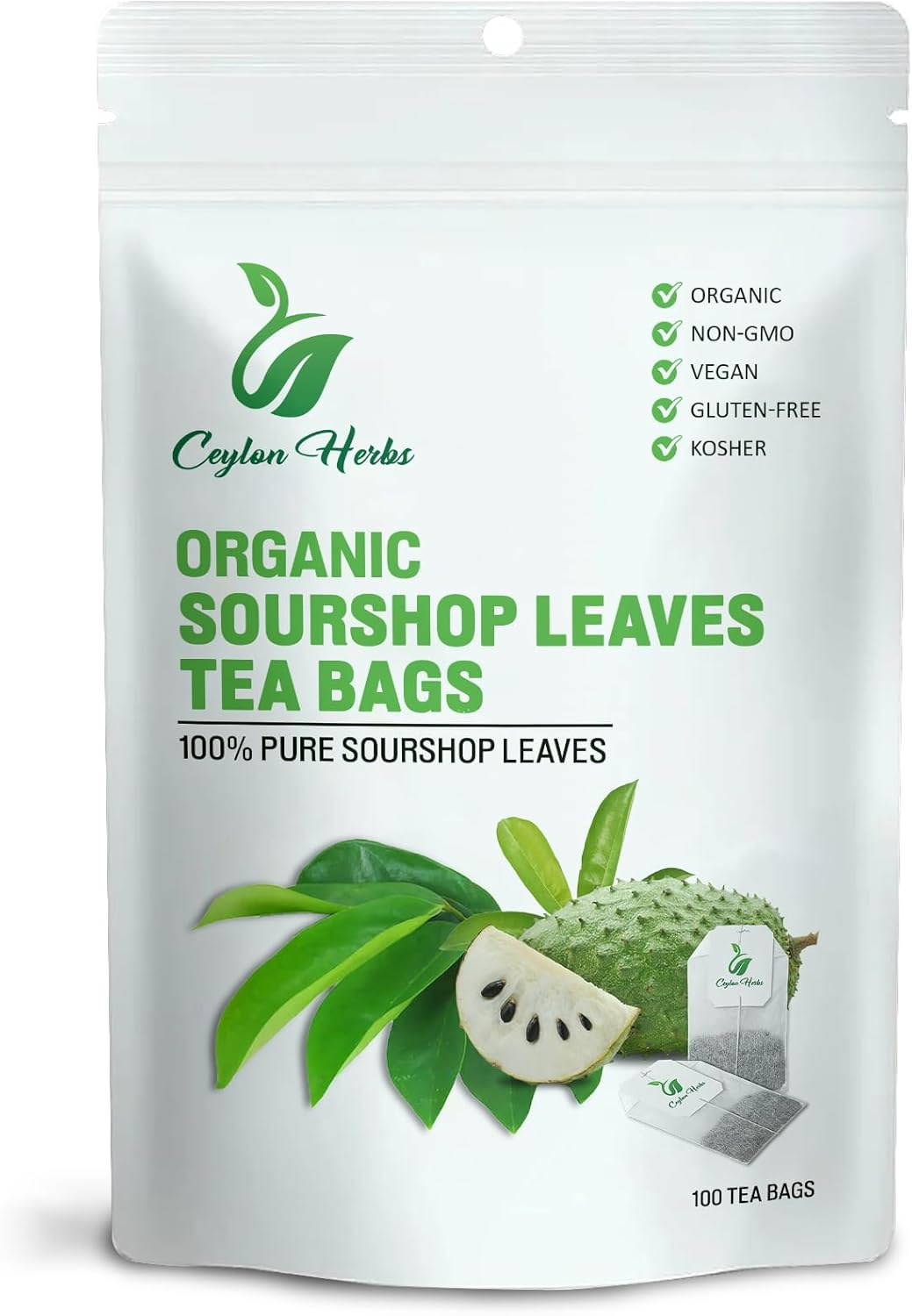 Top 50 Soursop Graviola Leaves Tea Bags, Pure, Organic, Non-Gmo, Handmade, Made with Natural Materials- Biodegradable Tea Bag, Made of 100% Soursop Leaf image number 3