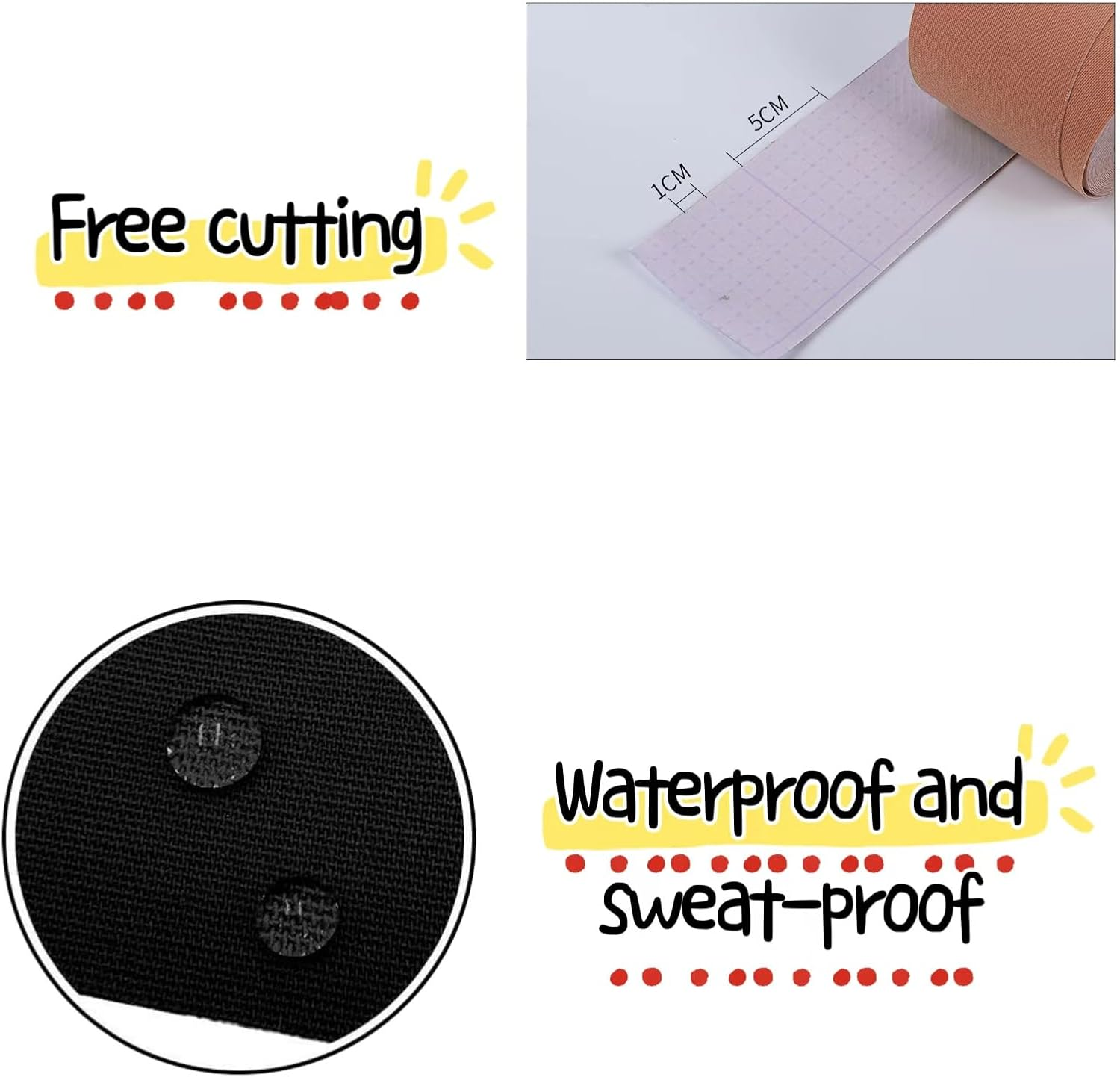 Kinesiology Tape，Elastic Premium Athletic Tape， Latex Free Waterproof and Sweat-Proof（Black and Light Brown)-5Cm X 5M for Muscle Building,Knees,Anles,Shoulder,Pain Relief and Injury Recovery