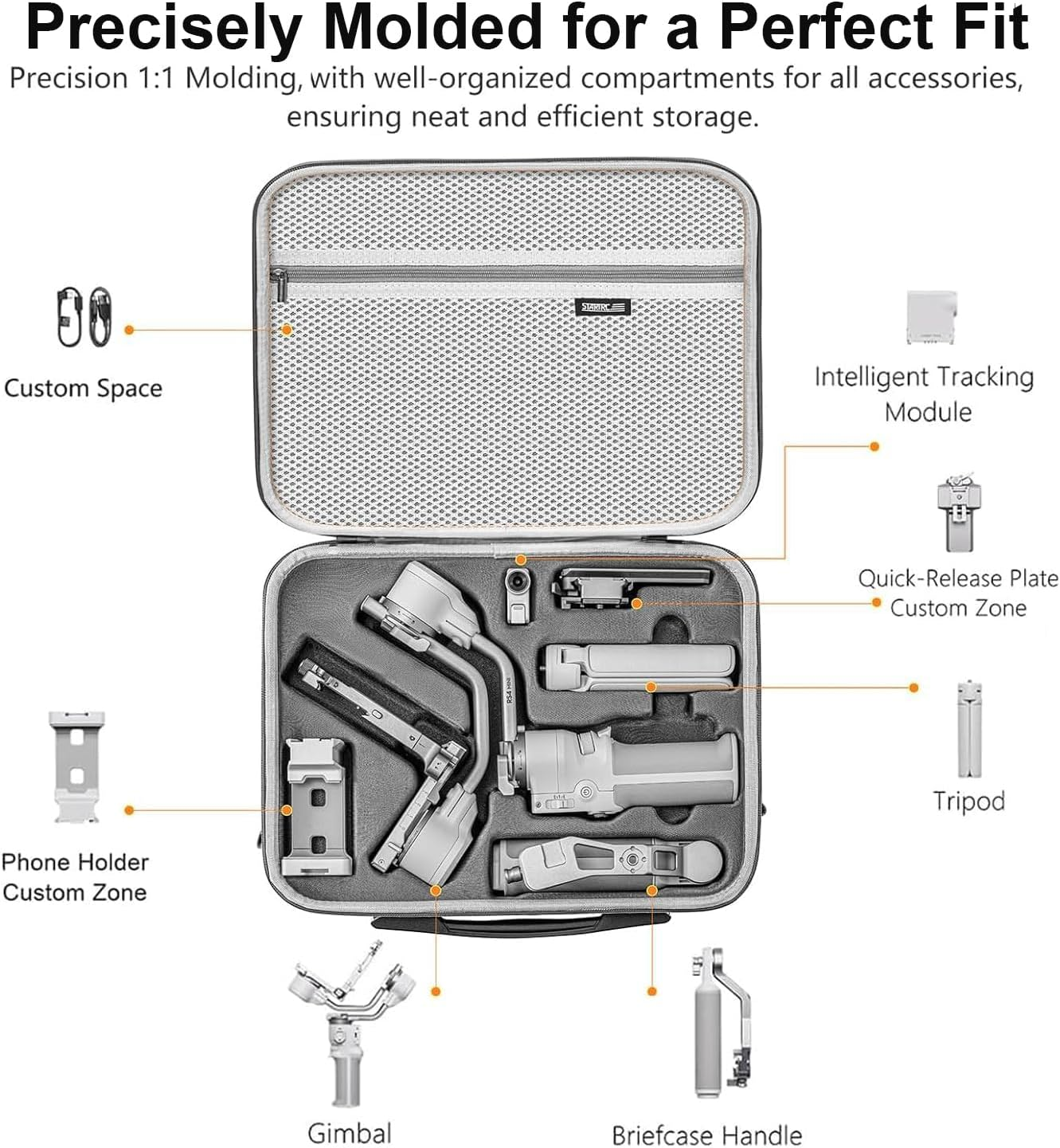 Portable PU Waterproof Carrying Case with Shoulder Strap for DJI Ronin RS 4 Mini Gimbal Stabilizer & Accessories - Ideal Travel Companion for RS 4 Mini image number 6