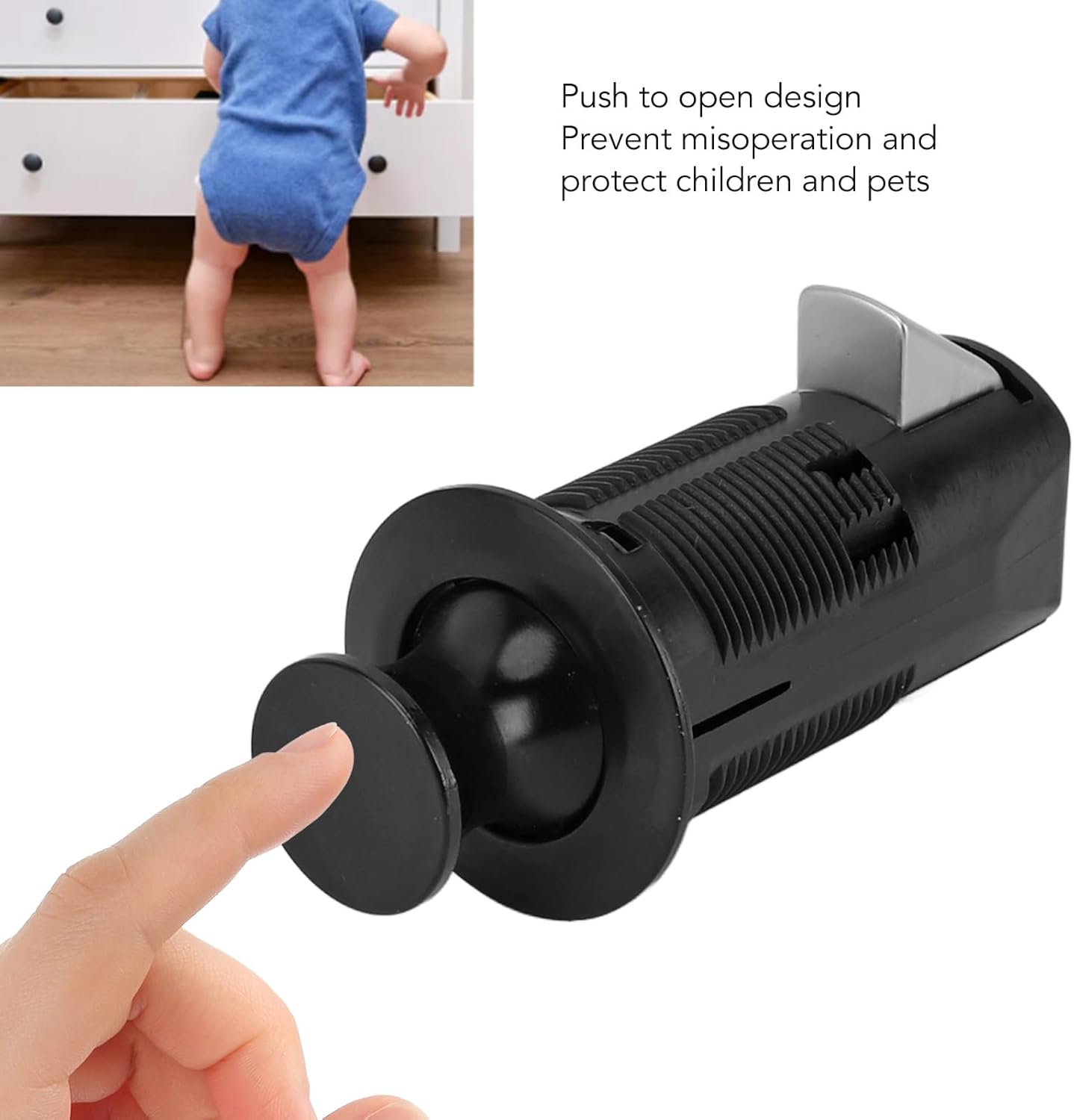 Cabinet Lock Child Safety Lock Prevents Accidental Opening with round Knobs for Various Cabinet Doors Black image number 1