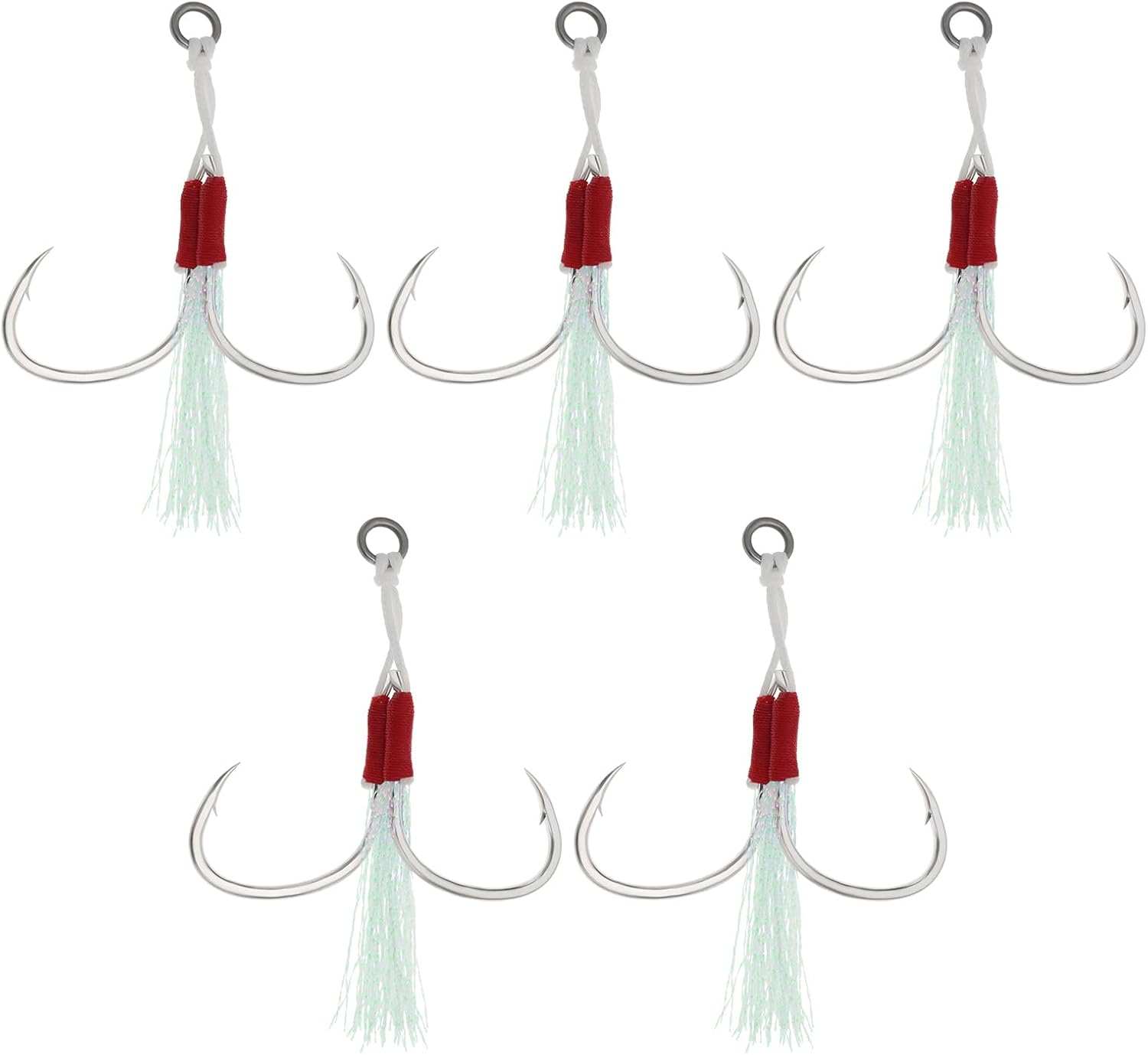SG Store 5Pcs Double Jigging Assist Hooks Saltwater Dancing Stinger Jigging Hook for All Kinds of Jigging Vertical Jigging Baits Saltwater Jigging