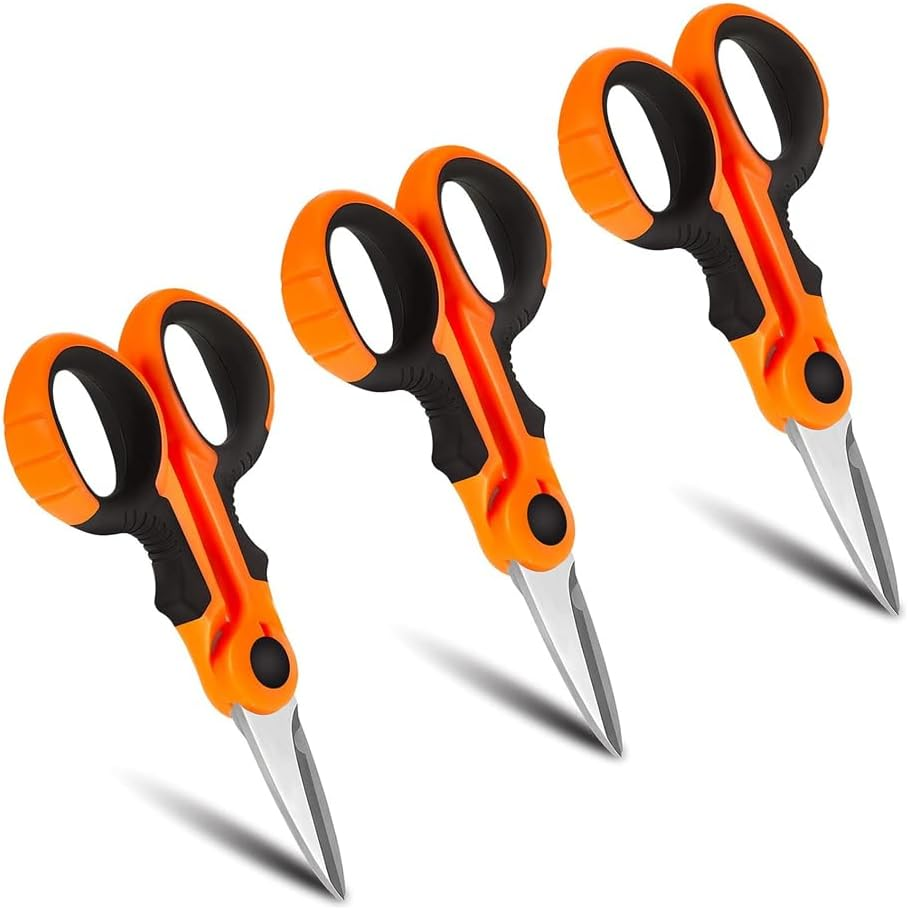 3 Pcs Fishing Scissors Fishing Scissor for Braided Line Finshing Line Cutter Multi Function Scissors Anti-Slip Serrated Edge Scissor image number 1