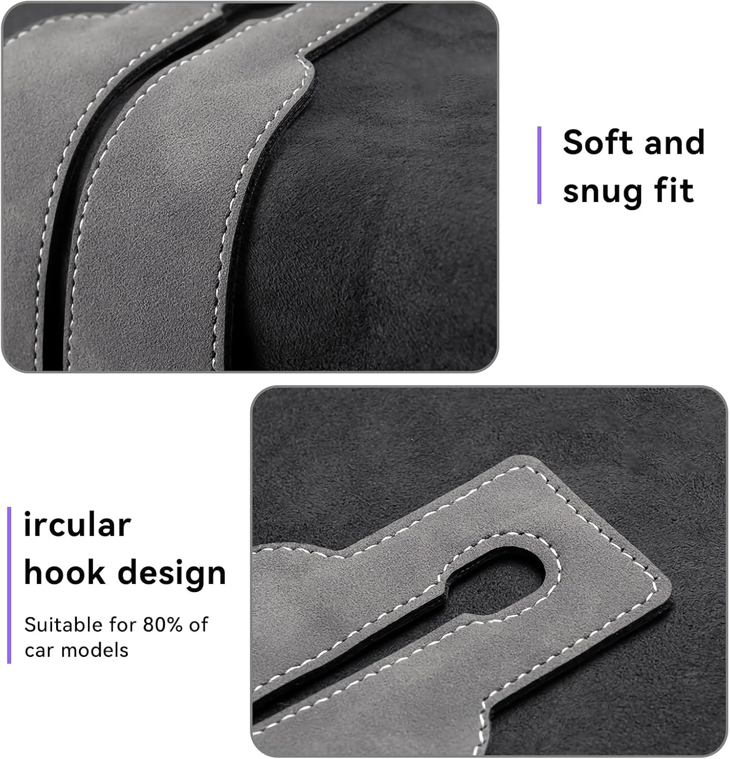 2 Pack Car Hooks for Headrest,[Dual Alloy Hooks], Purse Hook for Car, Car Seat Hooks for Handbags, Bags, Purses(Beige - 2 Pack) image number 3