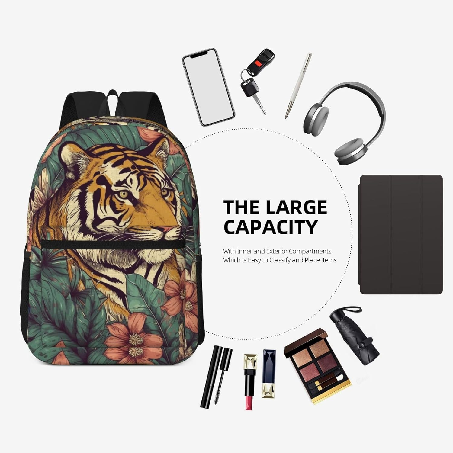 AQRJKHD Tropical Tiger Travel Backpack for Women Work Business Backpack Purse 15.6 Inch Laptop Backpack for Men image number 3
