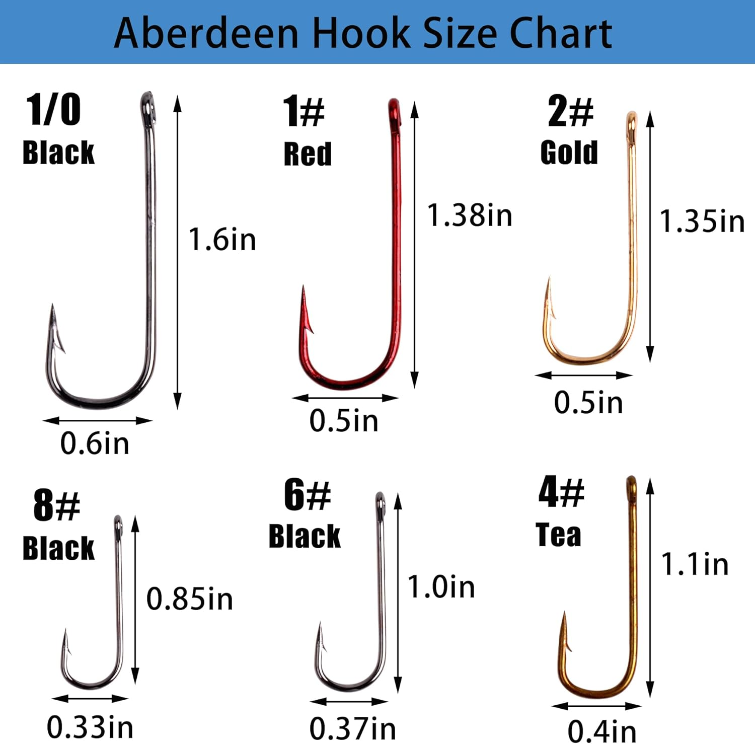 Aberdeen Hook Set,150Pcs Fishing Hooks Long Shank Offset Hook Light Wire Fish Hook High Carbon Steel Freshwater Bass Catfish Trout Mix Color Small Size image number 1