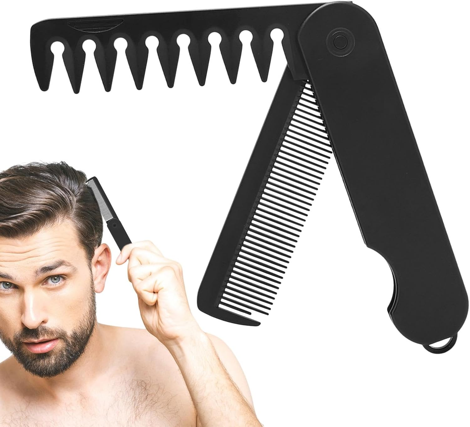 Gkgwuxf Folding Hair Comb, 2 in 1 Pocket Combs, Fine Tooth Comb & Wide Tooth Comb for Everyday Grooming and Combing Hair, Beards and Mustache image number 4