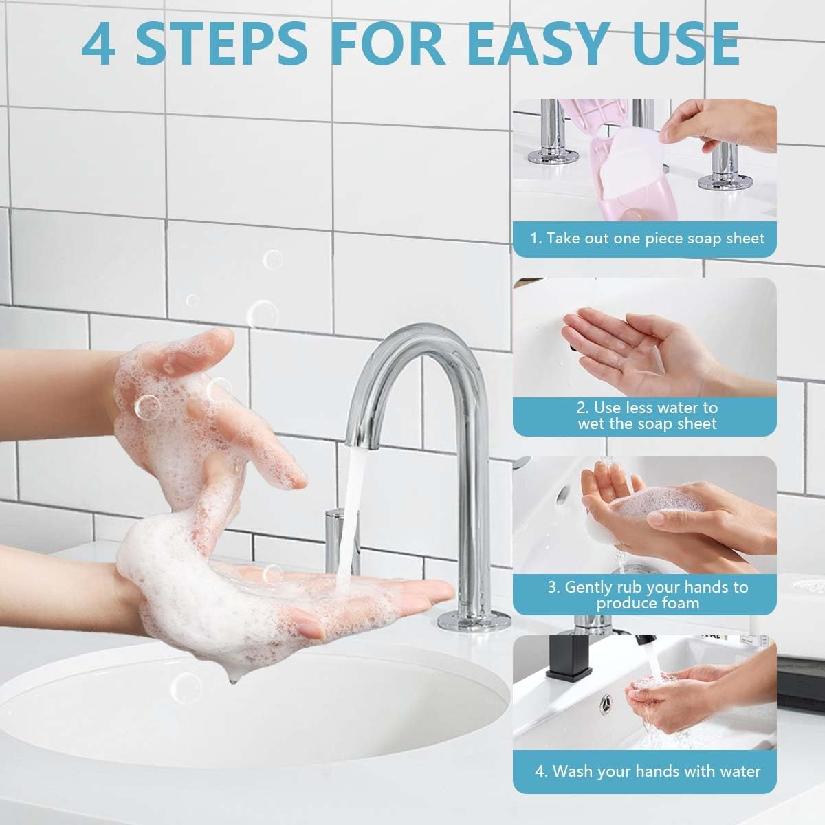 KISEER 6 Boxs (300 Sheets) Mini Portable Travel Soap Paper Sheets Disposable Hand Washing Bath Scented Paper Soap for Outdoor, Camping Hiking (Colorful) - Colorful 3 Box image number 4