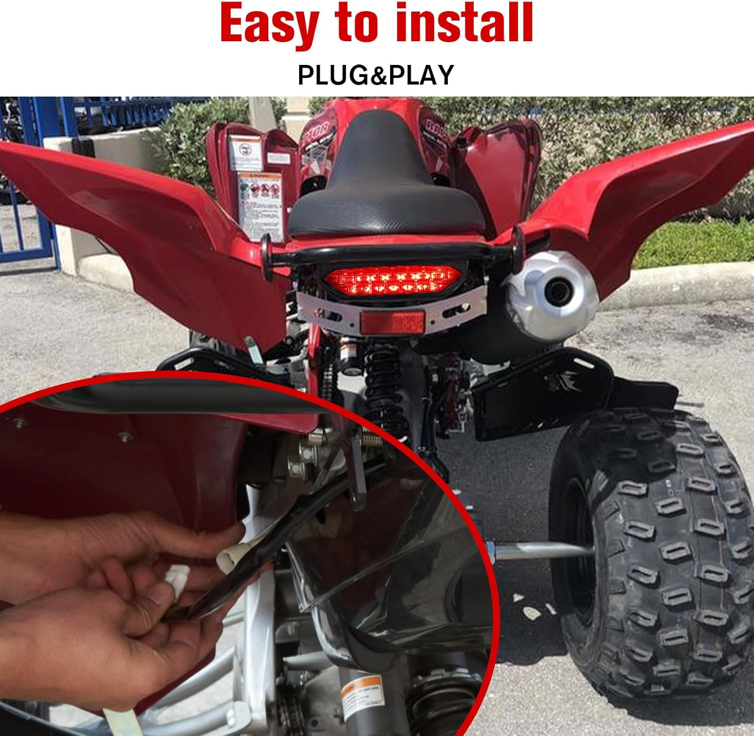 XUTVOTOR Taillight for Yamaha Raptor, LED Smoked Black Tail Light Brake Light for Yamaha Raptor 700R 700 2006-2018 / YFZ450R YFZ450X YFZ 450R 450X 450 R X 2009-2018 Accessories (1PCS) image number 6