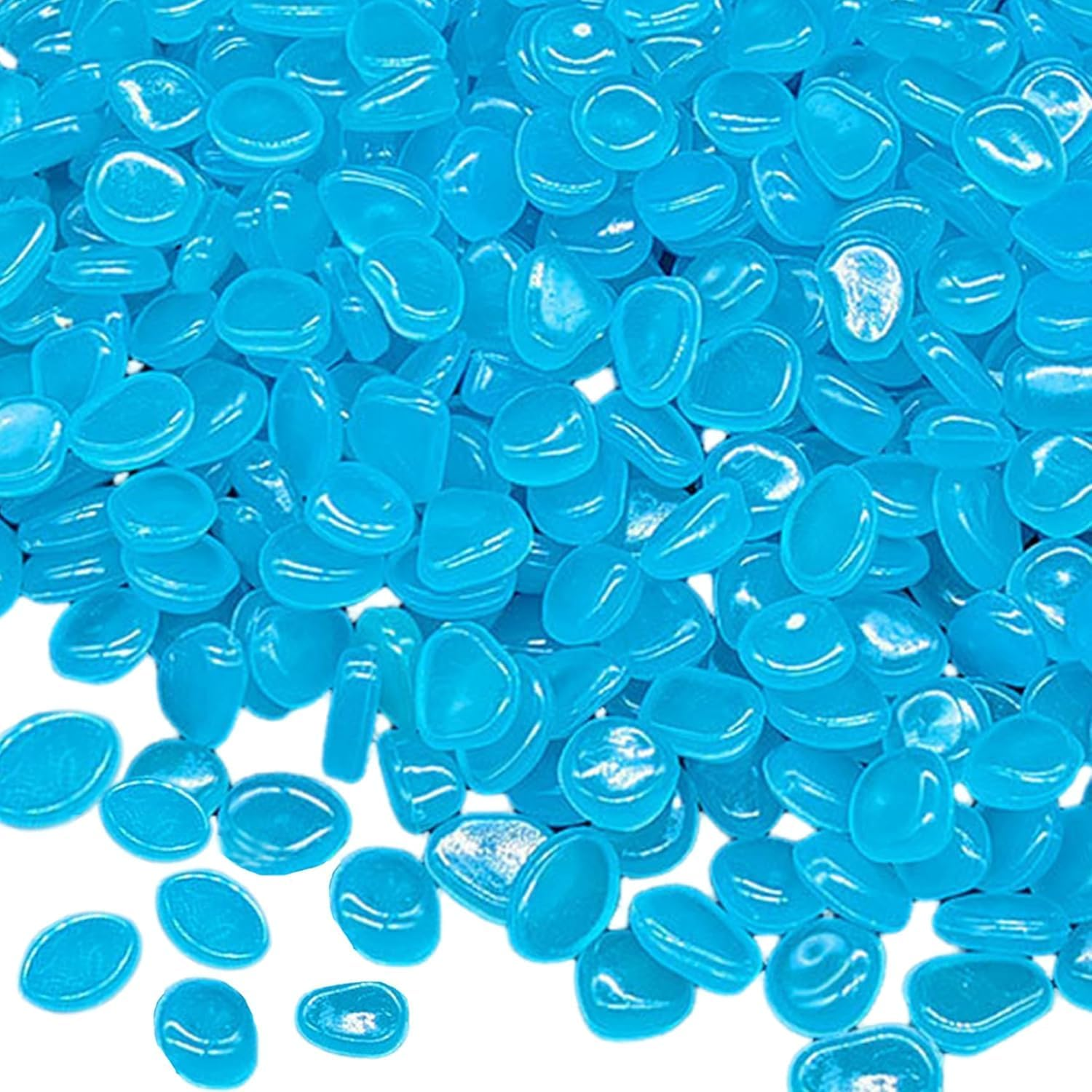 Glow in the Dark Rocks Outdoor Garden Decoration Pebbles, 400 PCS Glow Pebbles Luminous Stones for outside Patio Yard Fish Tank Aquarium Flower Bed Vase Potted Plant Decoration (Blue)