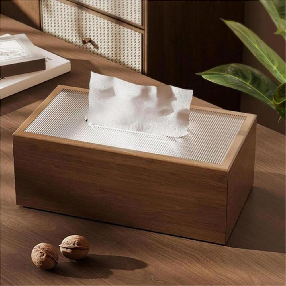 2 Pcs Napkin Holders, Wooden Tissue Box, Desktop Napkin Storage with Acrylic Cover (19.7 * 12.7 * 9.5Cm) image number 5