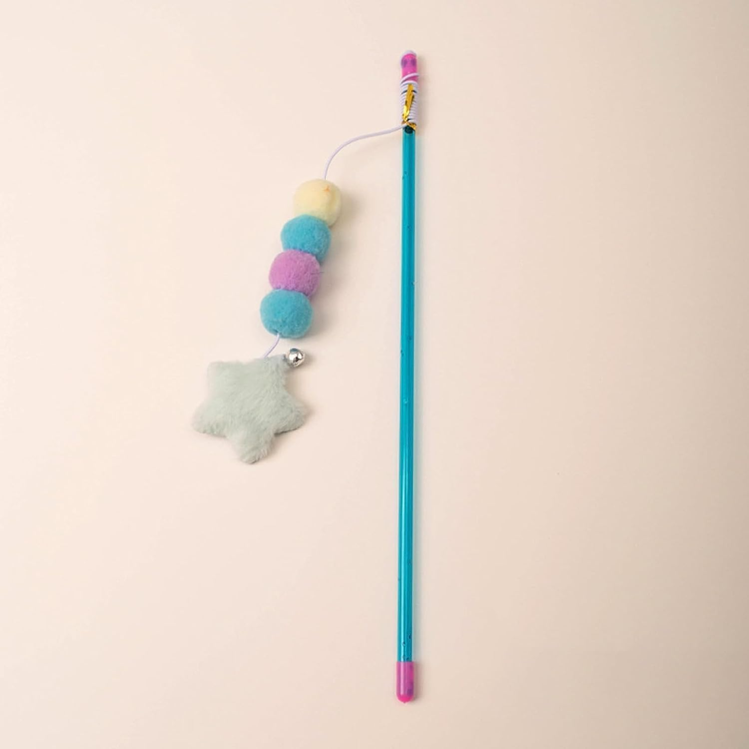Hehglng Pink Cat Stick Toy Elastic Rope Plush Ball Star Pendant Bite-Resistant Comfortable Grip Relieve Boredom Handmade Kitten Teaser Wand Cat Mice and Animals Toys image number 5