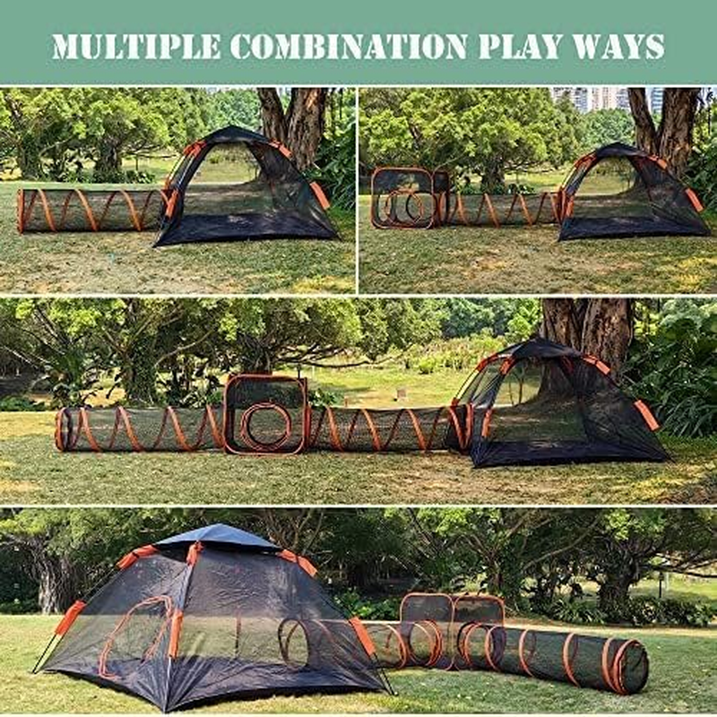 Pop up Pet Tent Outdoor Cat Enclosures, Outdoor Portable Cat Playpen with Cat Tunnel, Play Tents for Cats Rabbits Ferrets Small Animals, outside Indoor Cat House， Love What You Love image number 4